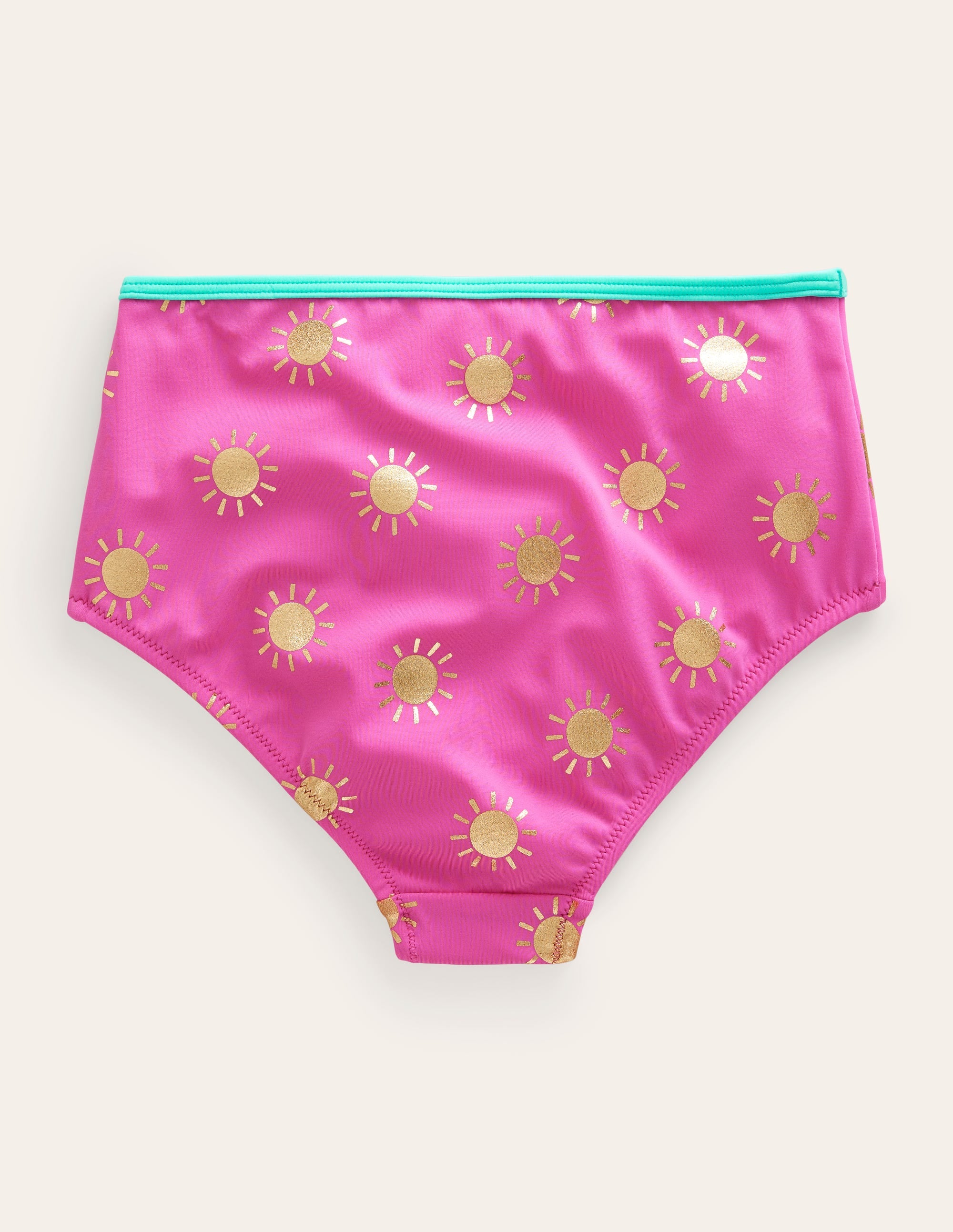 Bikinihose mit hohem Bund-Rosarot, Goldfolien-Sonnen - Image 2