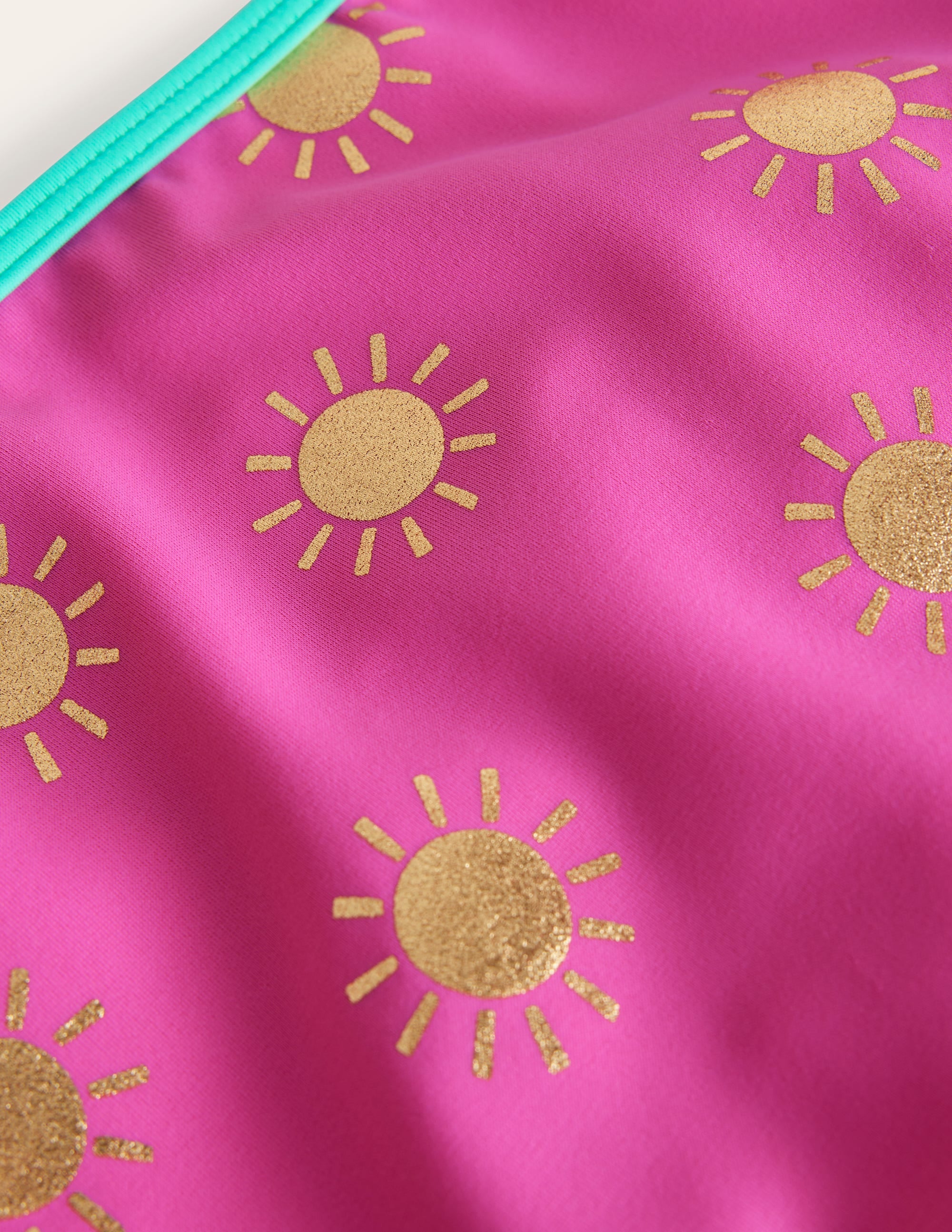 Bikinihose mit hohem Bund-Rosarot, Goldfolien-Sonnen - Image 3