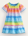 Smocked Kaftan-Ivory Multi Wallpaper Stripe