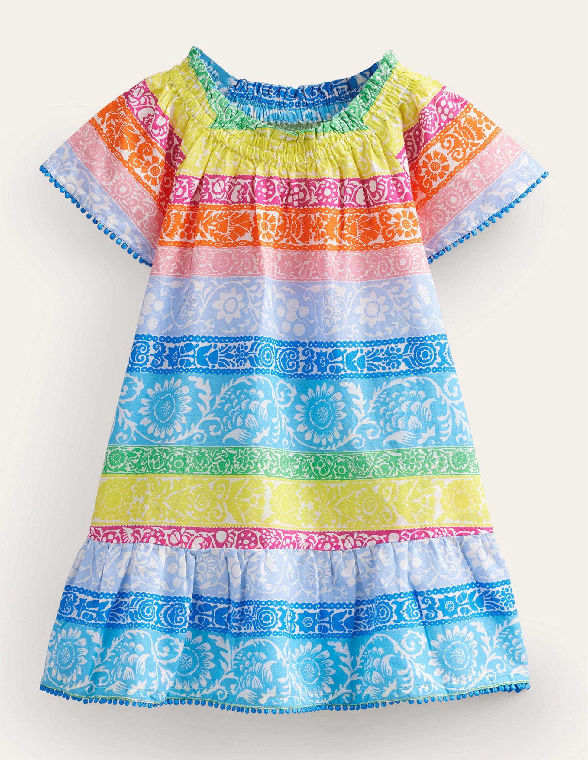 Smocked Kaftan-Ivory Multi Wallpaper Stripe-1