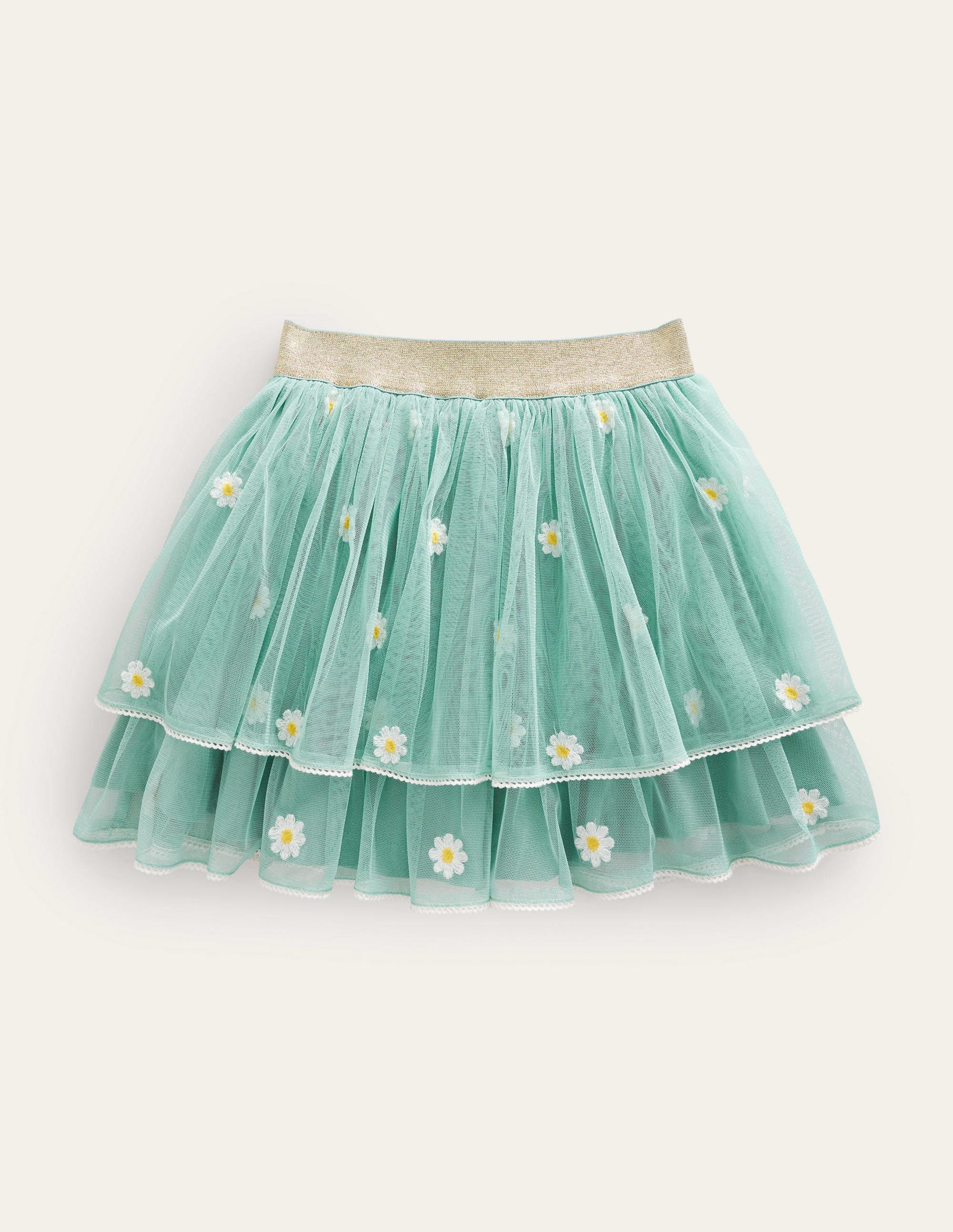 Embroidered Tulle Skirt-Hot Spring Daisy Embroidery - Image 1
