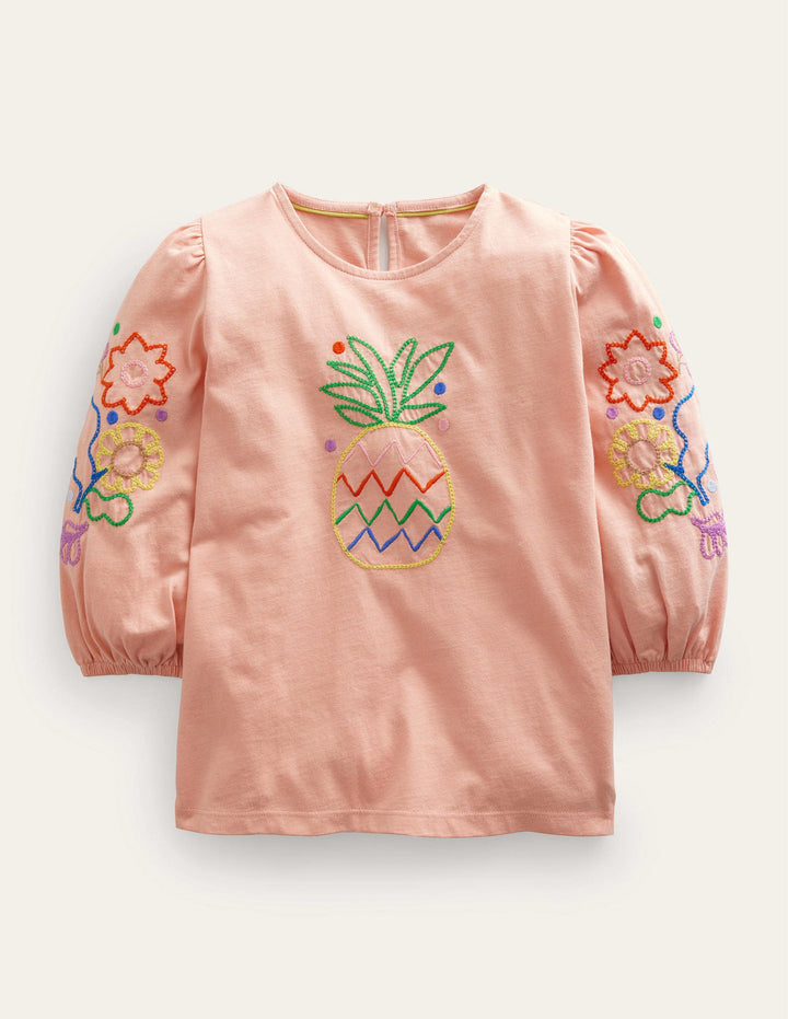 Logo Embroidered Top-Dusty Pink Pineapple
