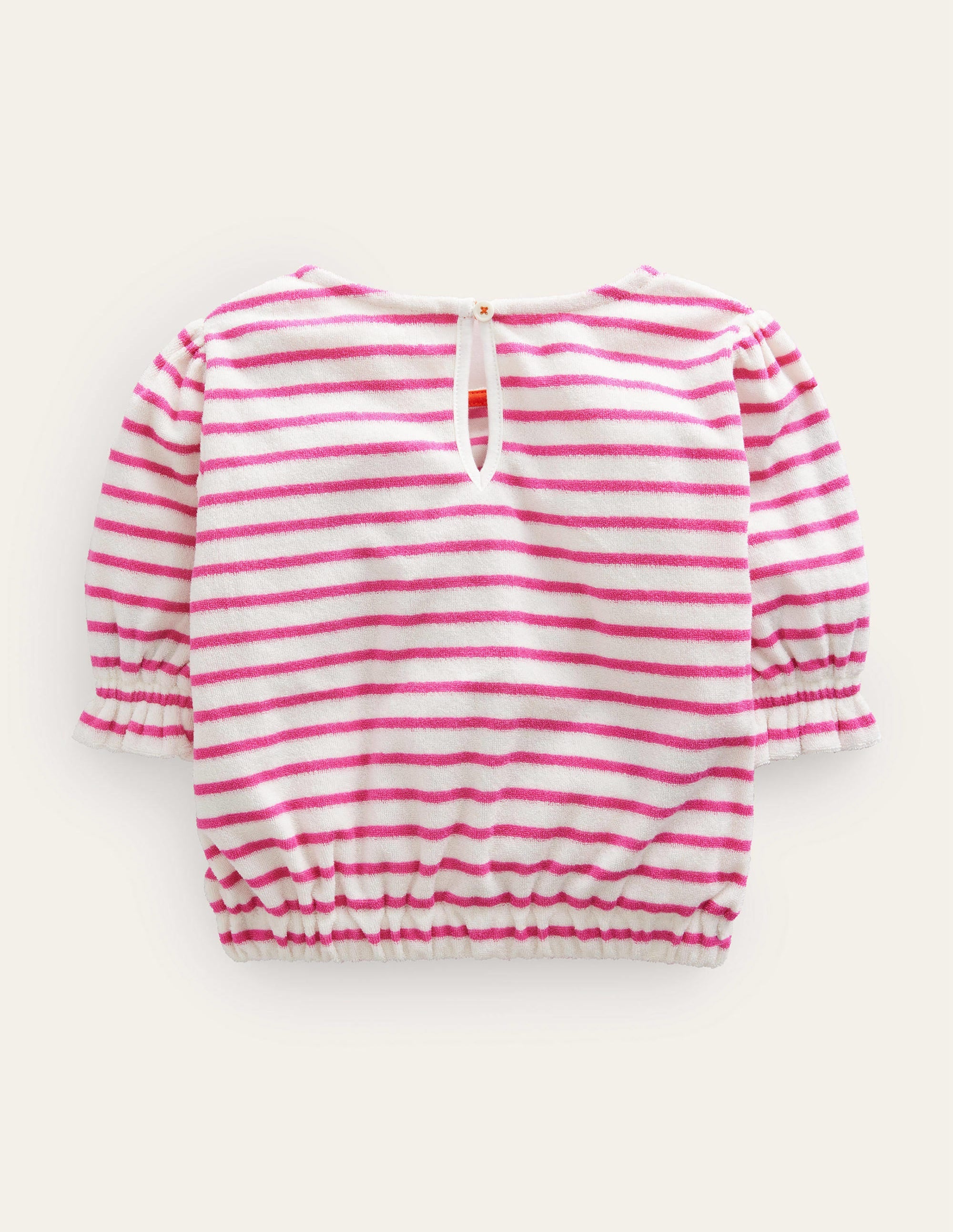 Embroidered Towelling Top-Tickled Pink/Ivory Rainbow - Image 2
