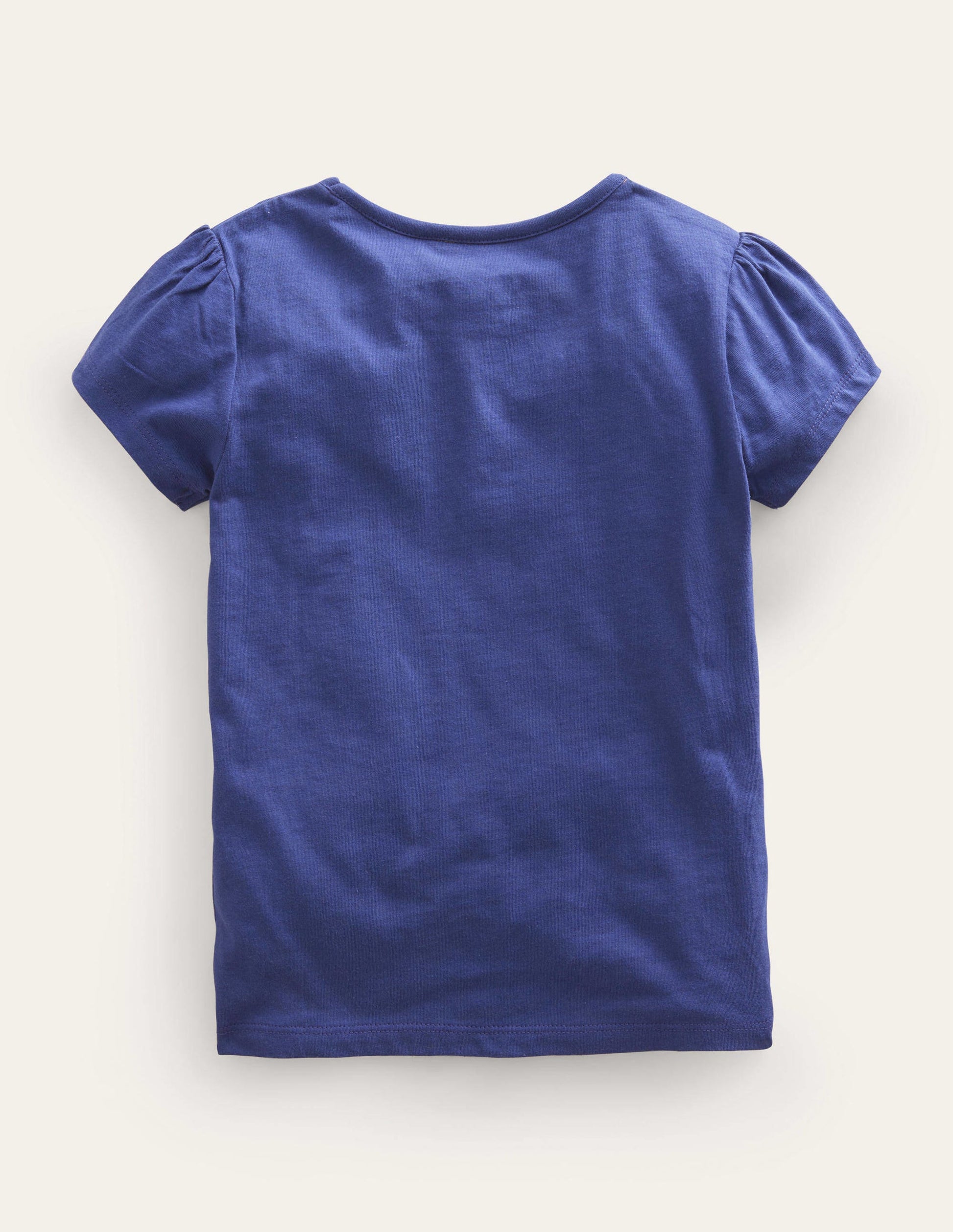 T-Shirt mit Puffärmeln und Applikation-Sanftes Segelblau, Einhörner-2