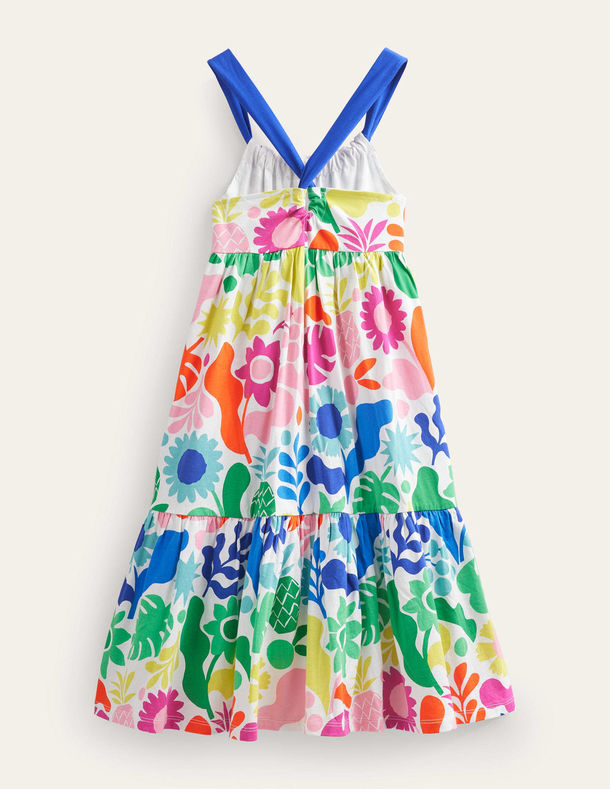 Gestuftes Jersey-Midikleid-Bunt, Urlaubs-Blumenmuster-2