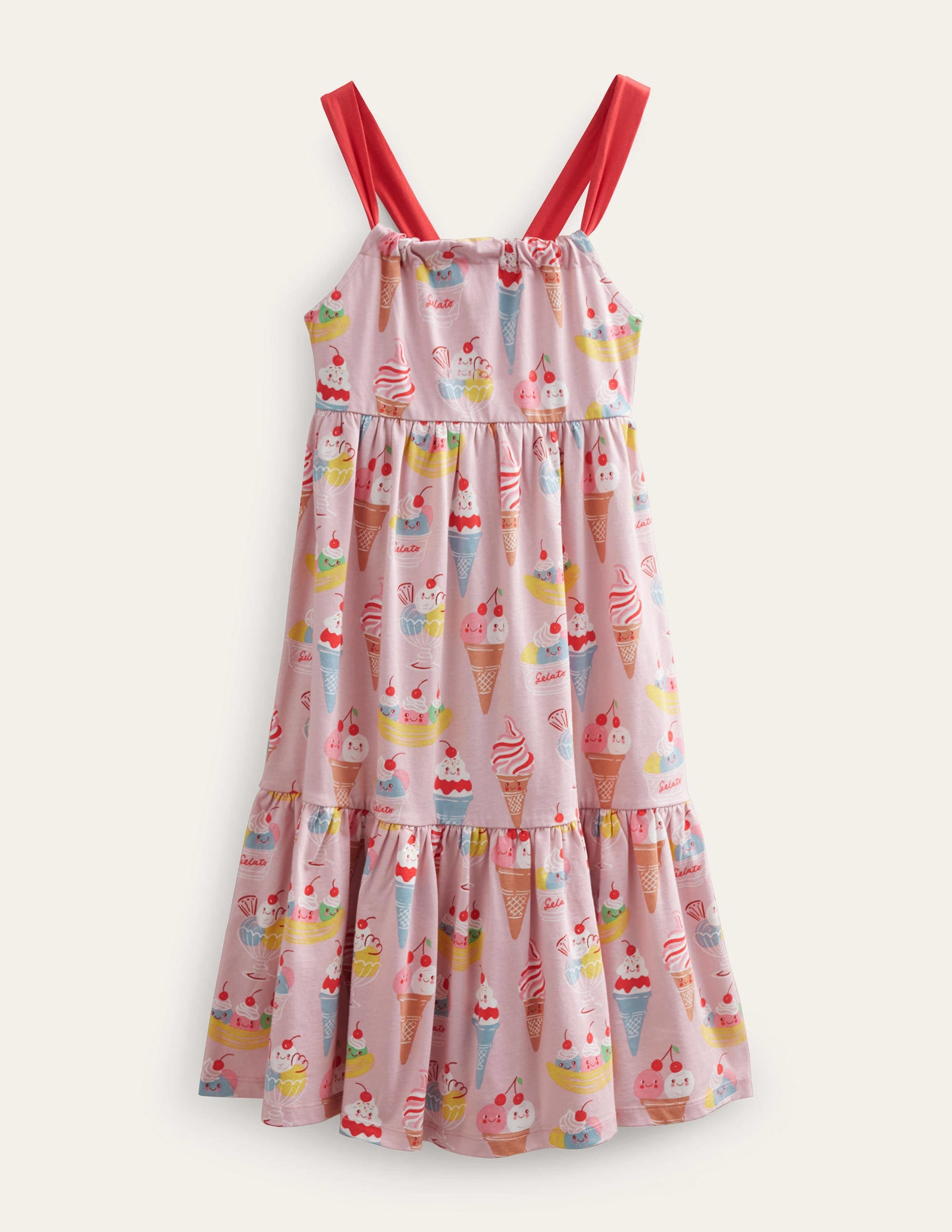 Gestuftes Jersey-Midikleid-Französisches Rosa, Eiscreme - Image 1
