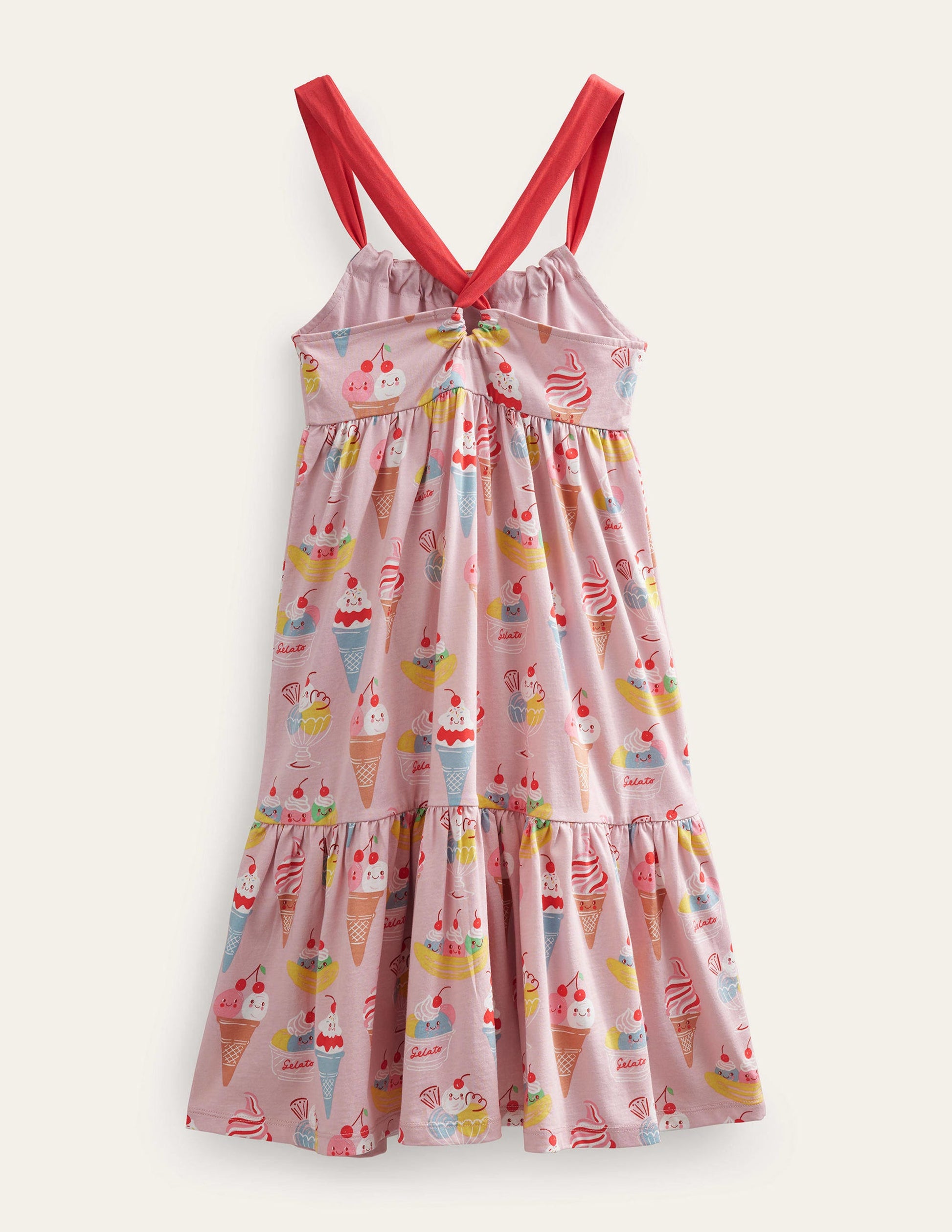 Gestuftes Jersey-Midikleid-Französisches Rosa, Eiscreme-2