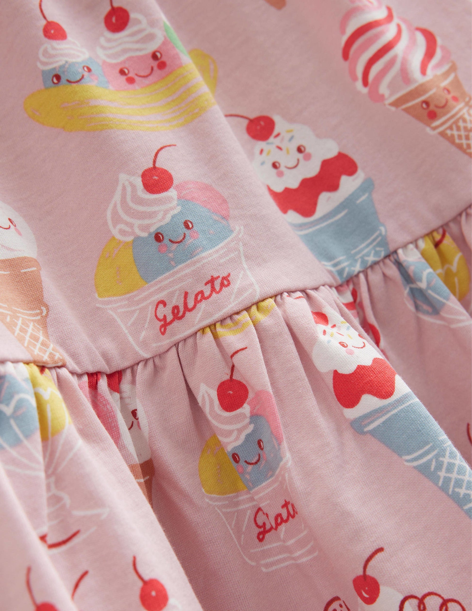 Gestuftes Jersey-Midikleid-Französisches Rosa, Eiscreme-3