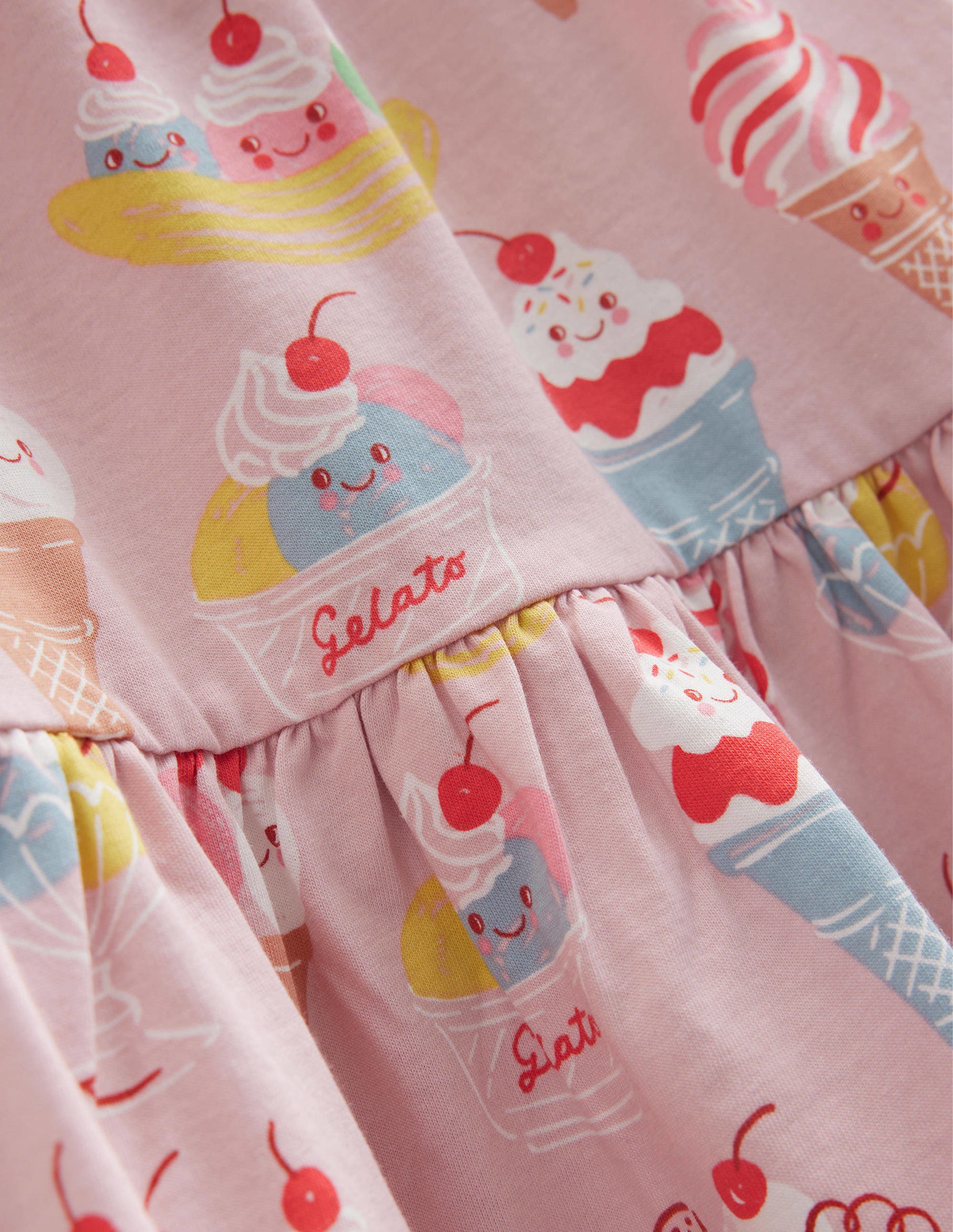 Gestuftes Jersey-Midikleid-Französisches Rosa, Eiscreme - Image 3