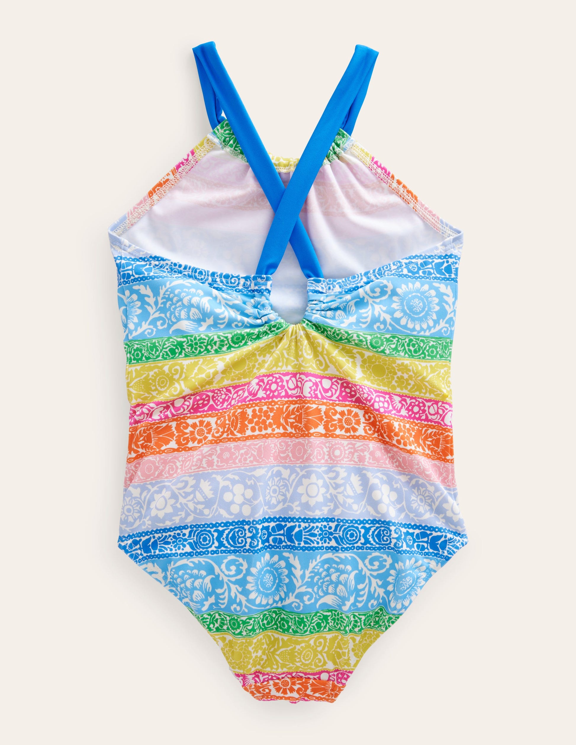 Maillot de bain échancré dans le dos-Ivoire, rayé papier-peint multi-2