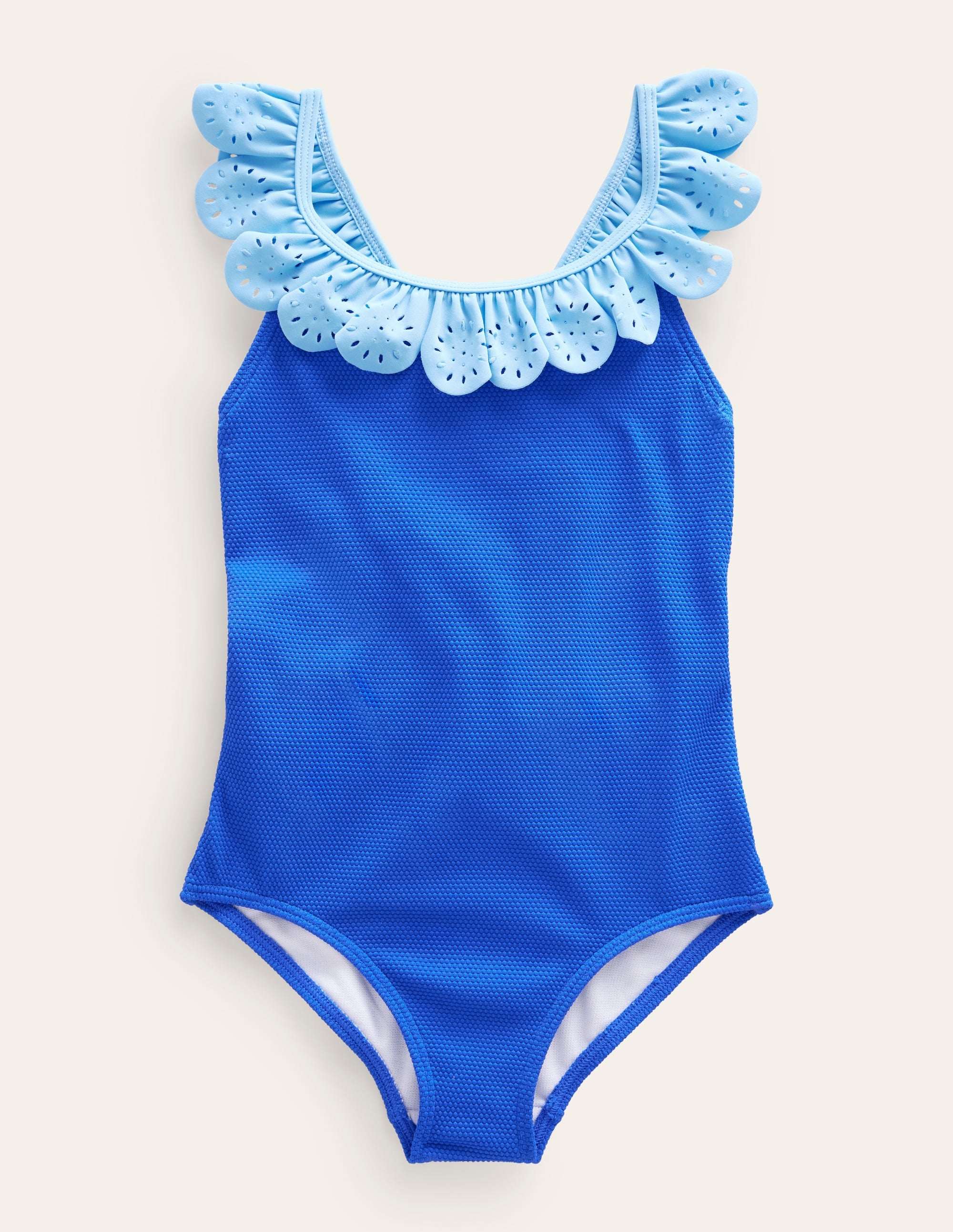 Maillot de bain volanté à broderie anglaise-Cobalt - Image 1