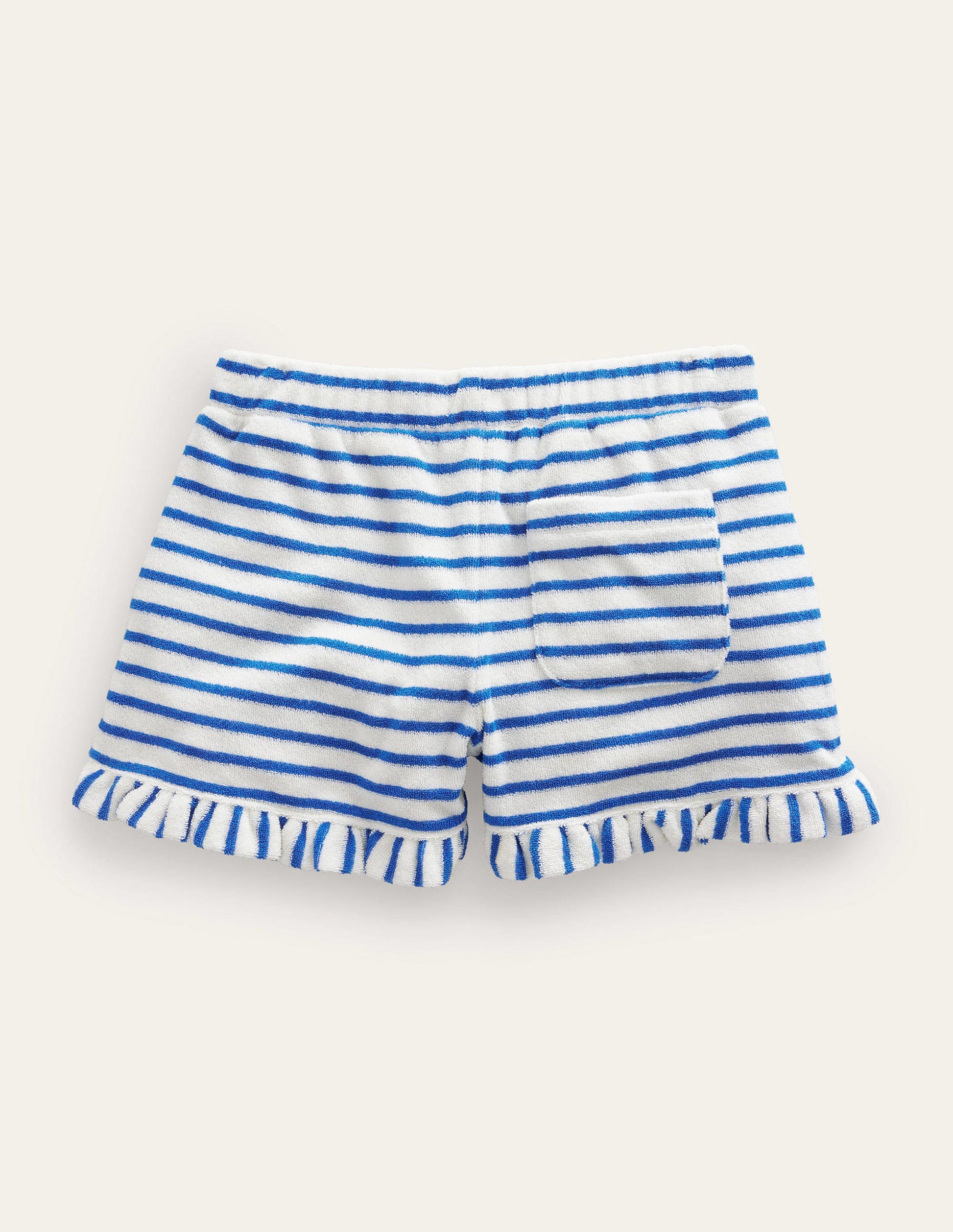 Short en éponge à ourlet volanté-Bleu cabanon/ivoire-2