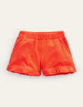 Frottee-Shorts mit Rüschensaum-Mandarinenorange