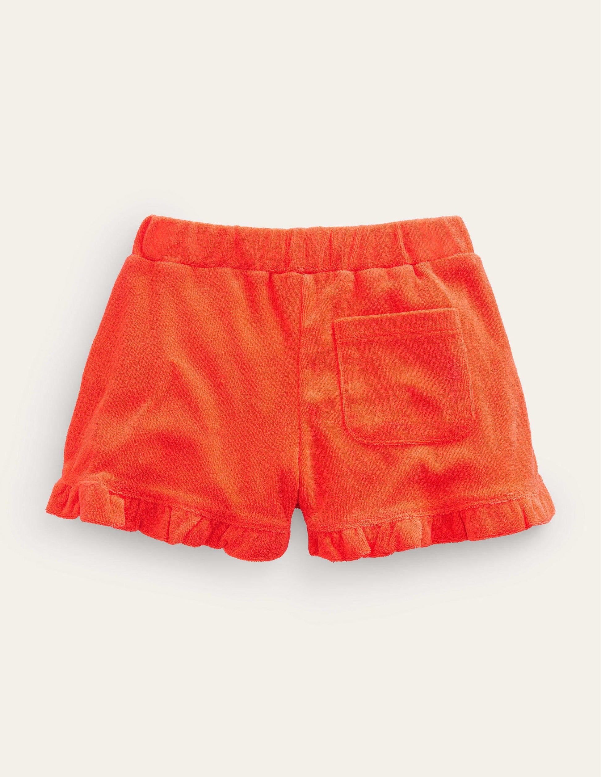 Frottee-Shorts mit Rüschensaum-Mandarinenorange-2