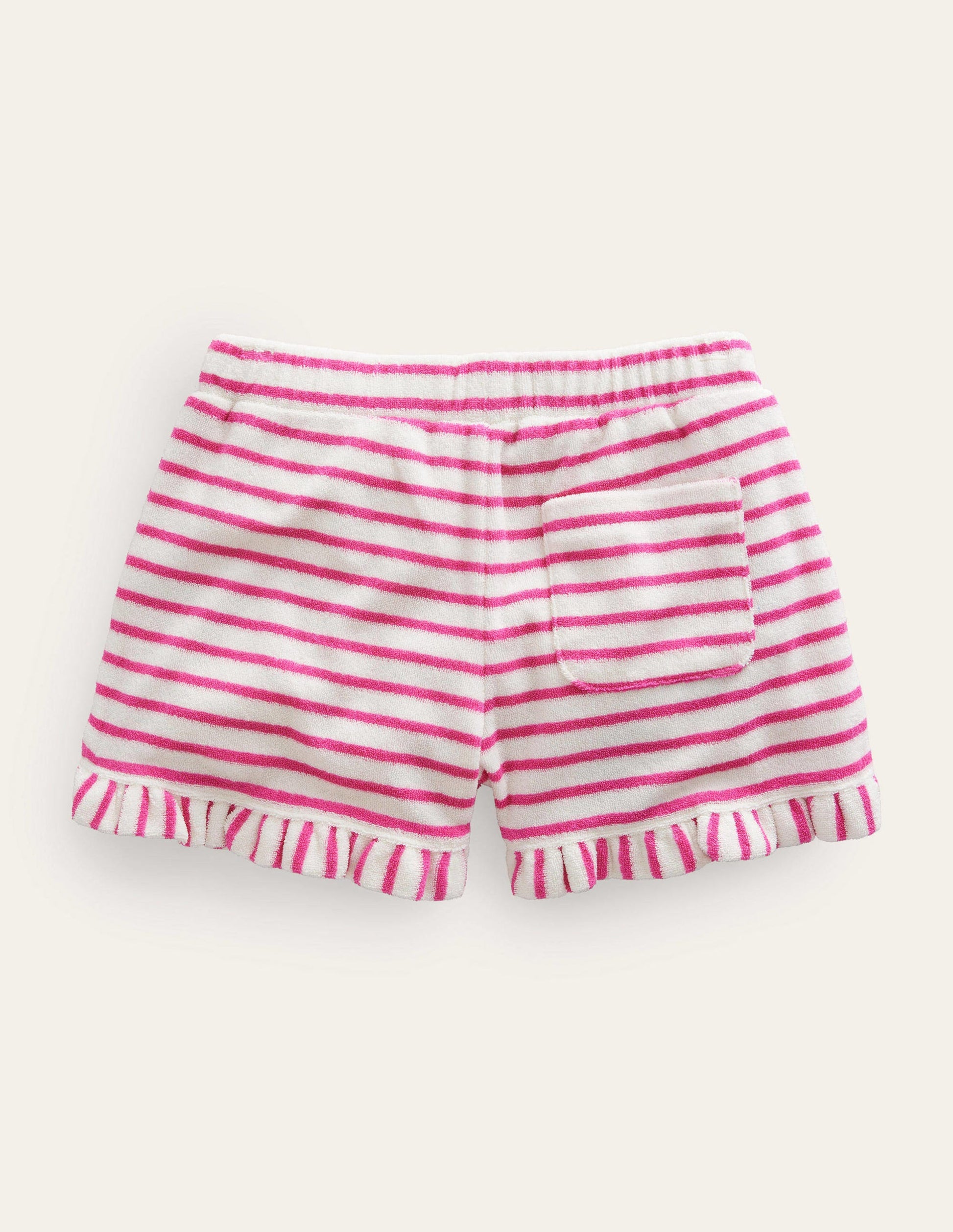 Short en éponge à ourlet volanté-Rose bonheur/ivoire-2