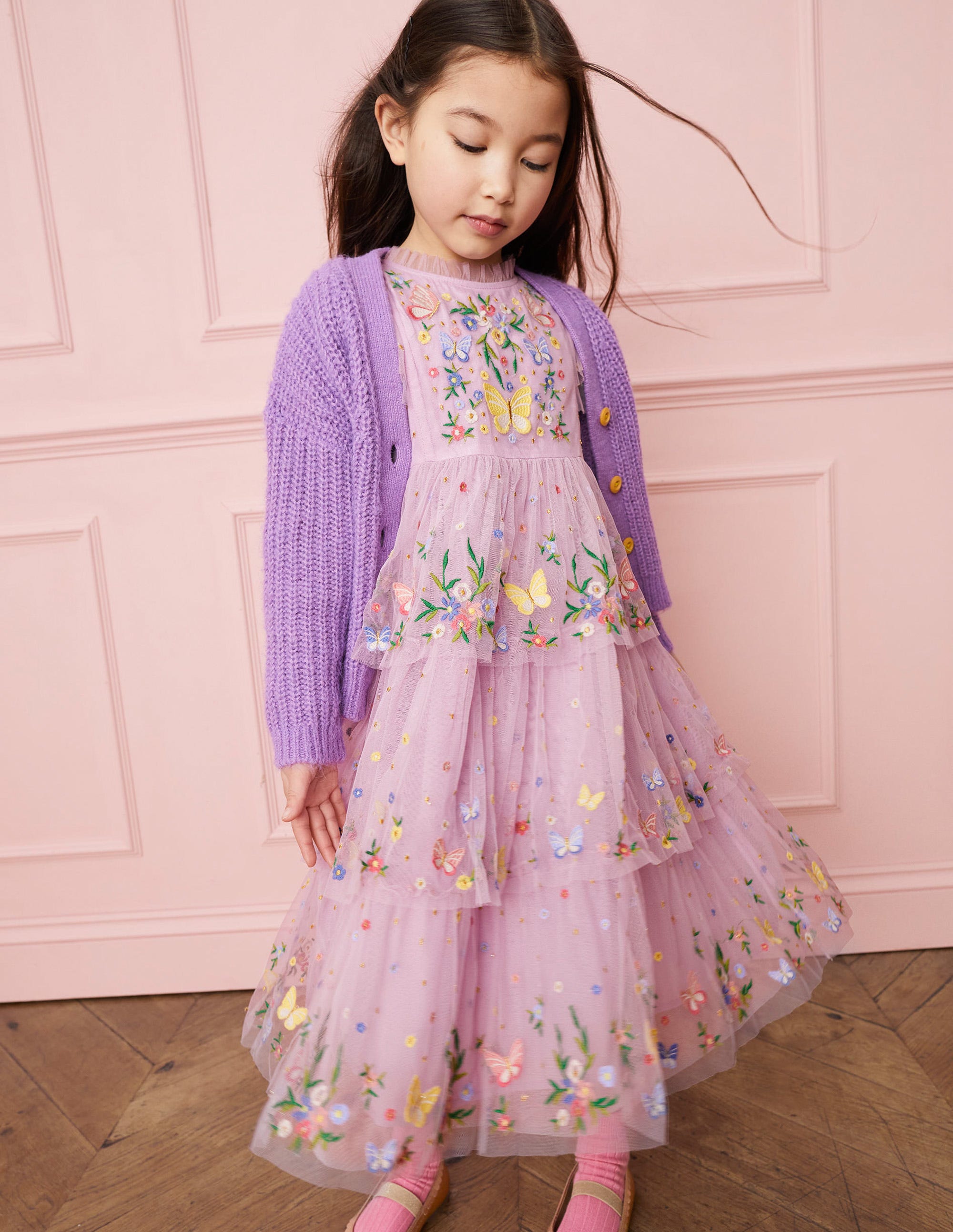 Flauschiger Cardigan-Lila - Image 4