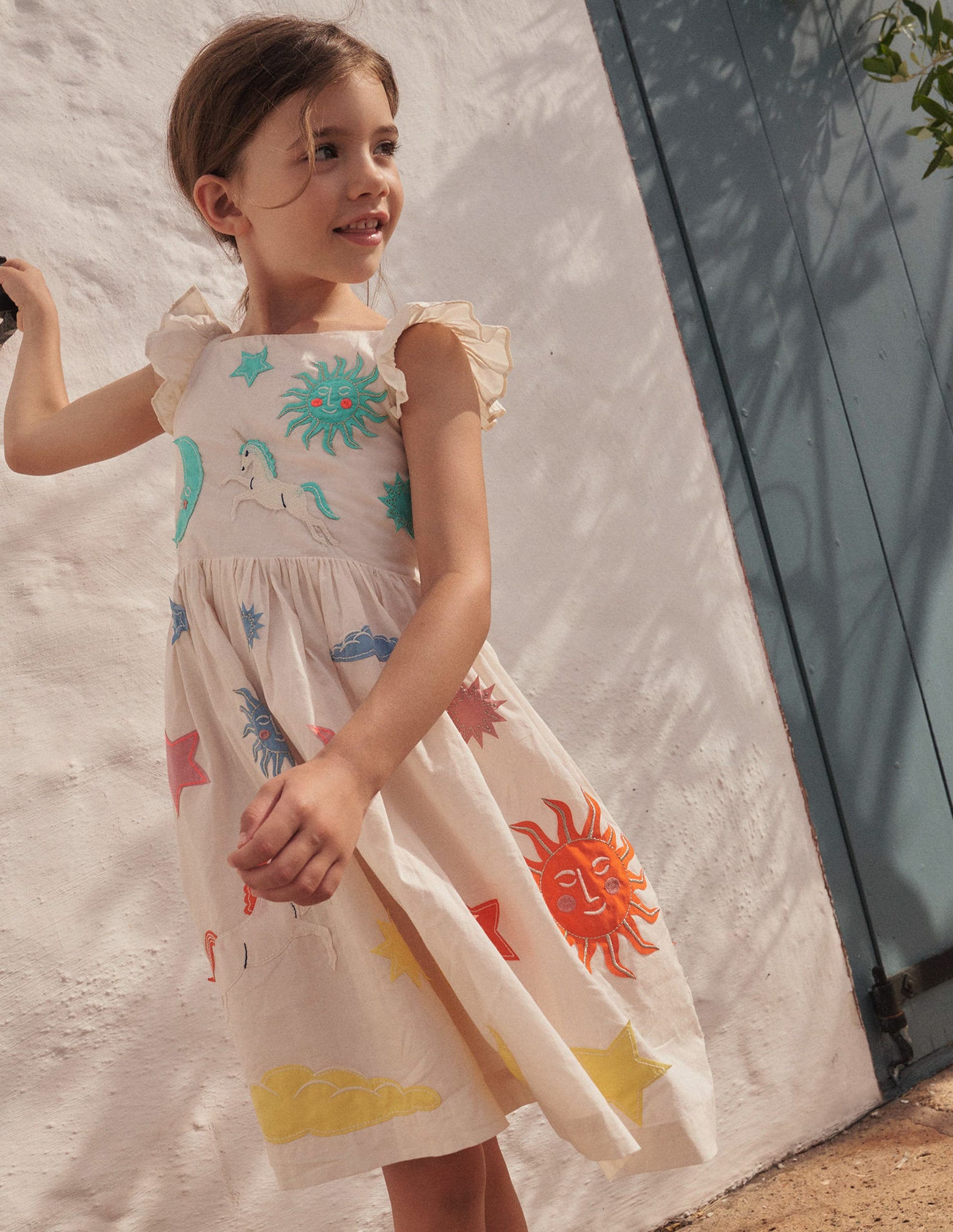 Webkleid mit Applikation-Vanille-3