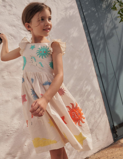 Webkleid mit Applikation-Vanille-3