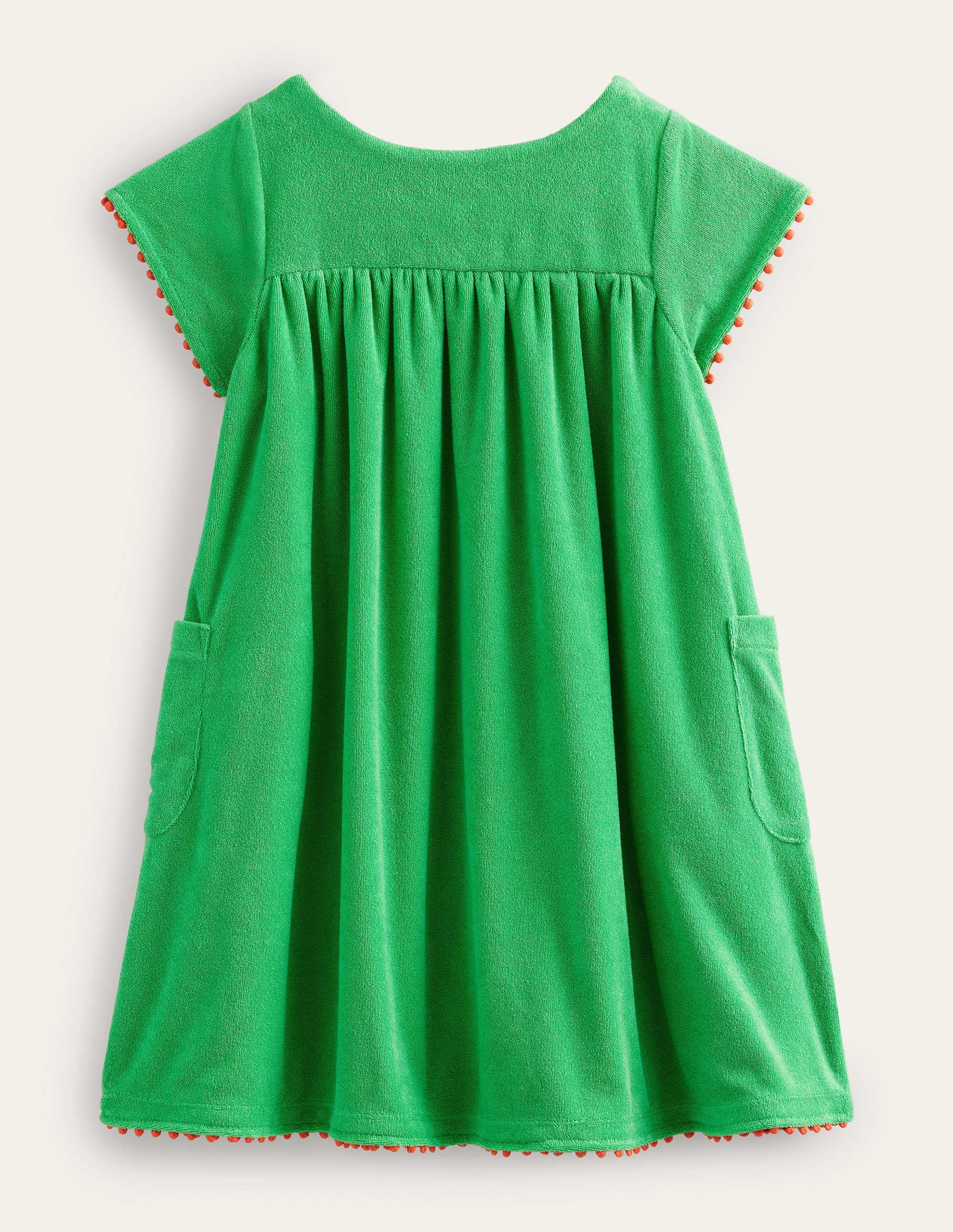 Embroidered Towelling Dress-Aloe Green Flowers - Image 2