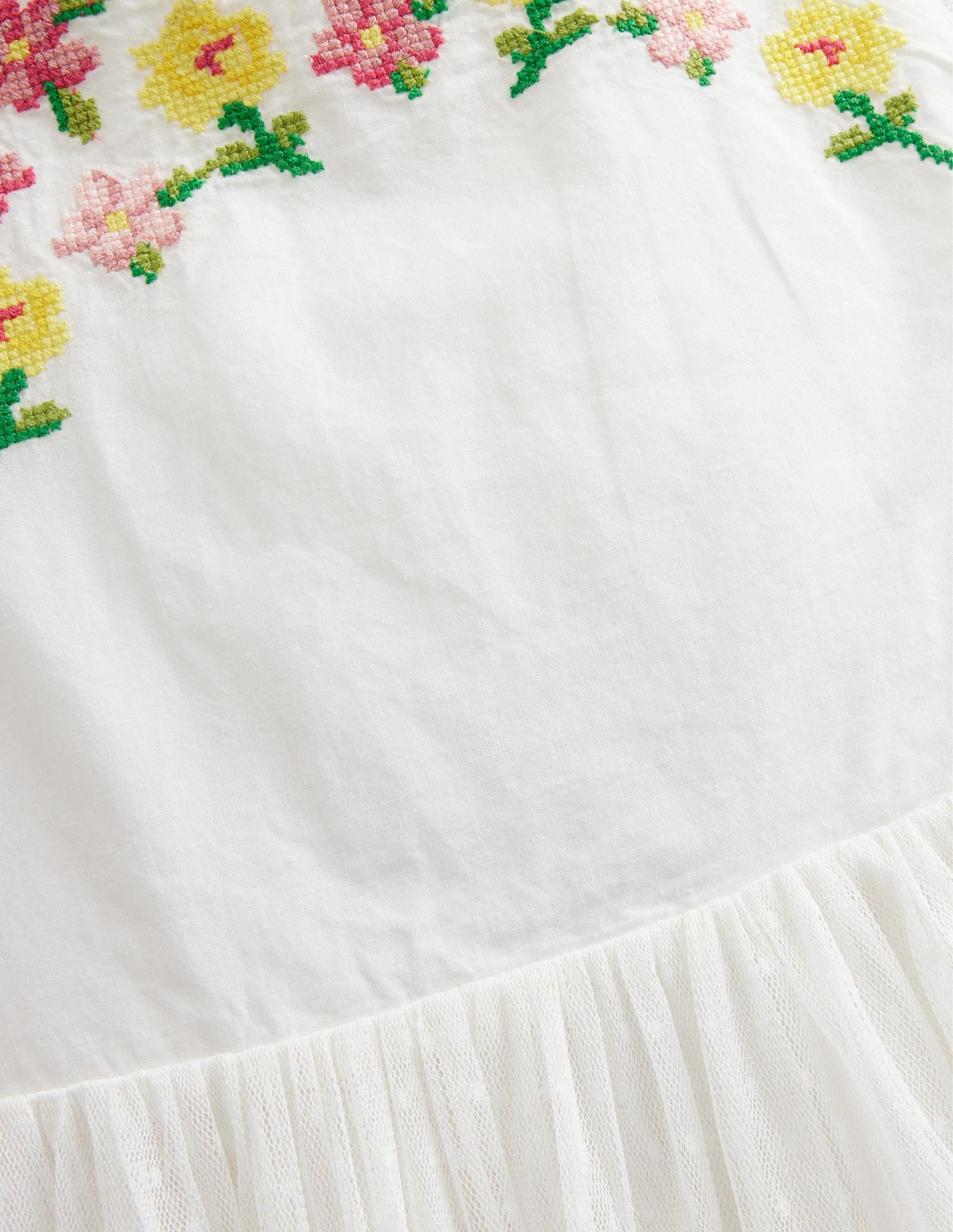 Besticktes Kleid mit überkreuzten Trägern-Naturweiß - Image 3