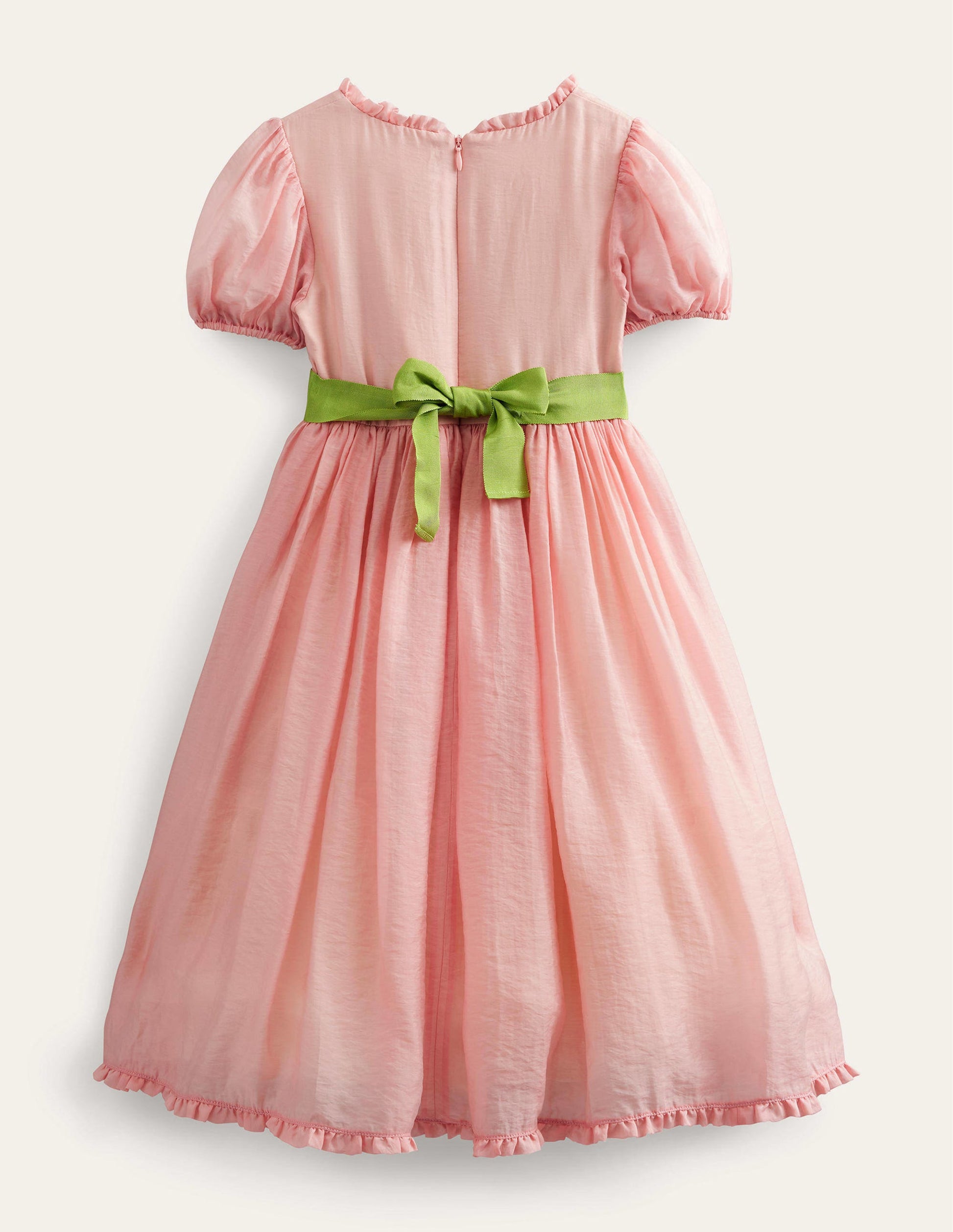 Robe brodée à manches bouffantes-Rose Provence poudré-2