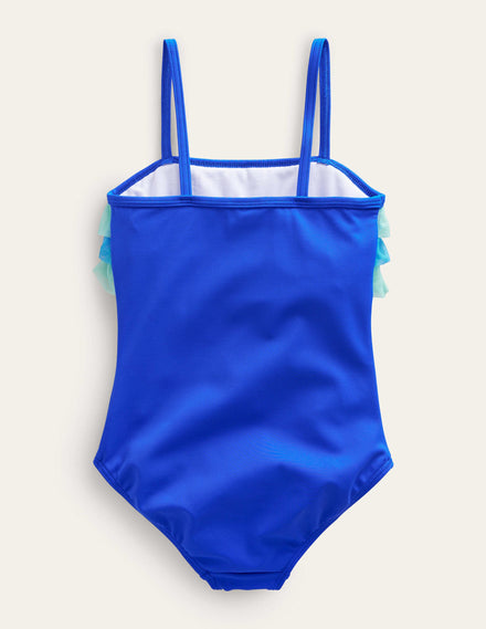 Tulle Frill Swimsuit-Cobalt