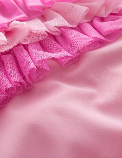 Badeanzug mit Tüllrüschen-Neonrosa-3