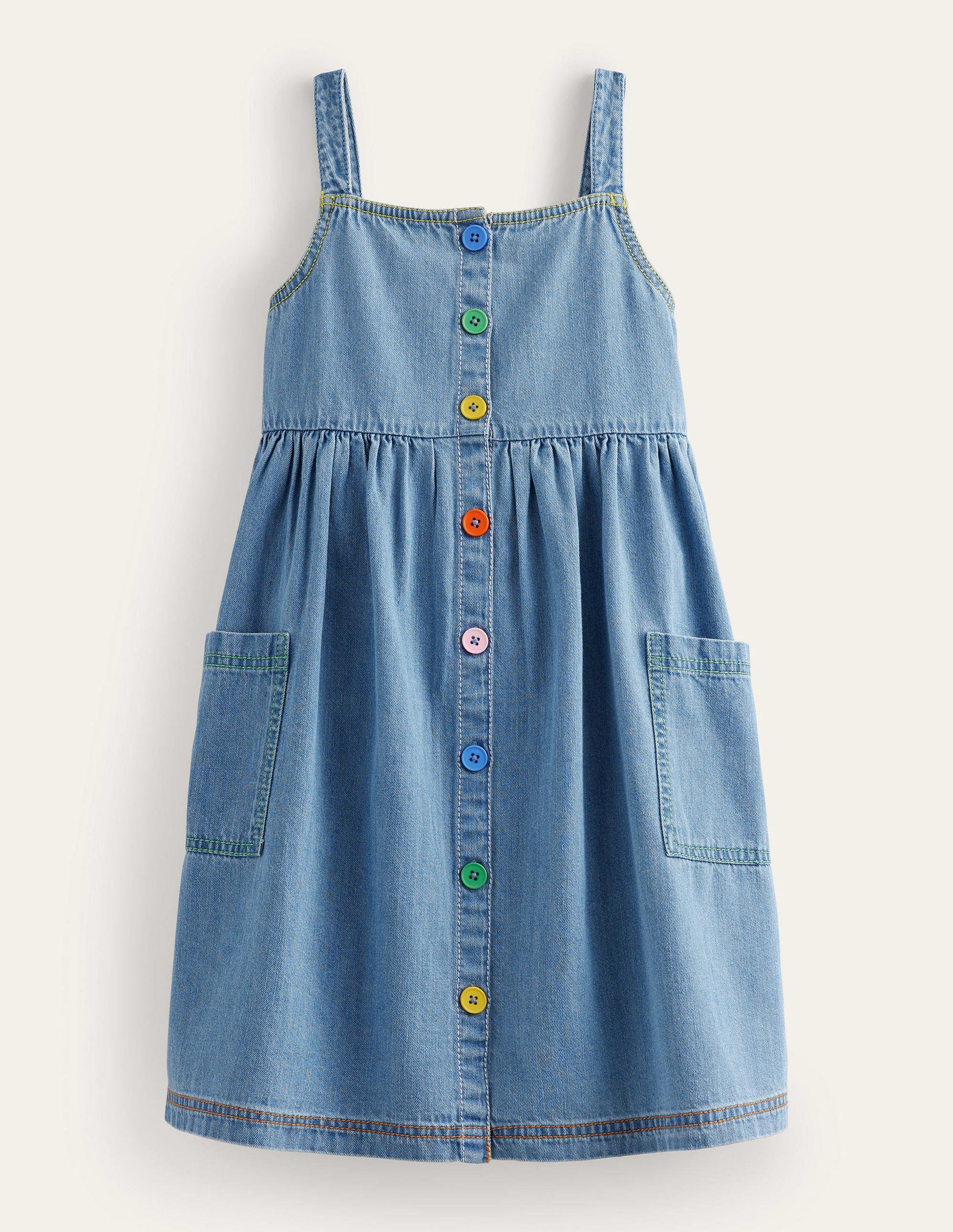 Schürzenkleid mit Knopfleiste-Helles Vintageblau-1