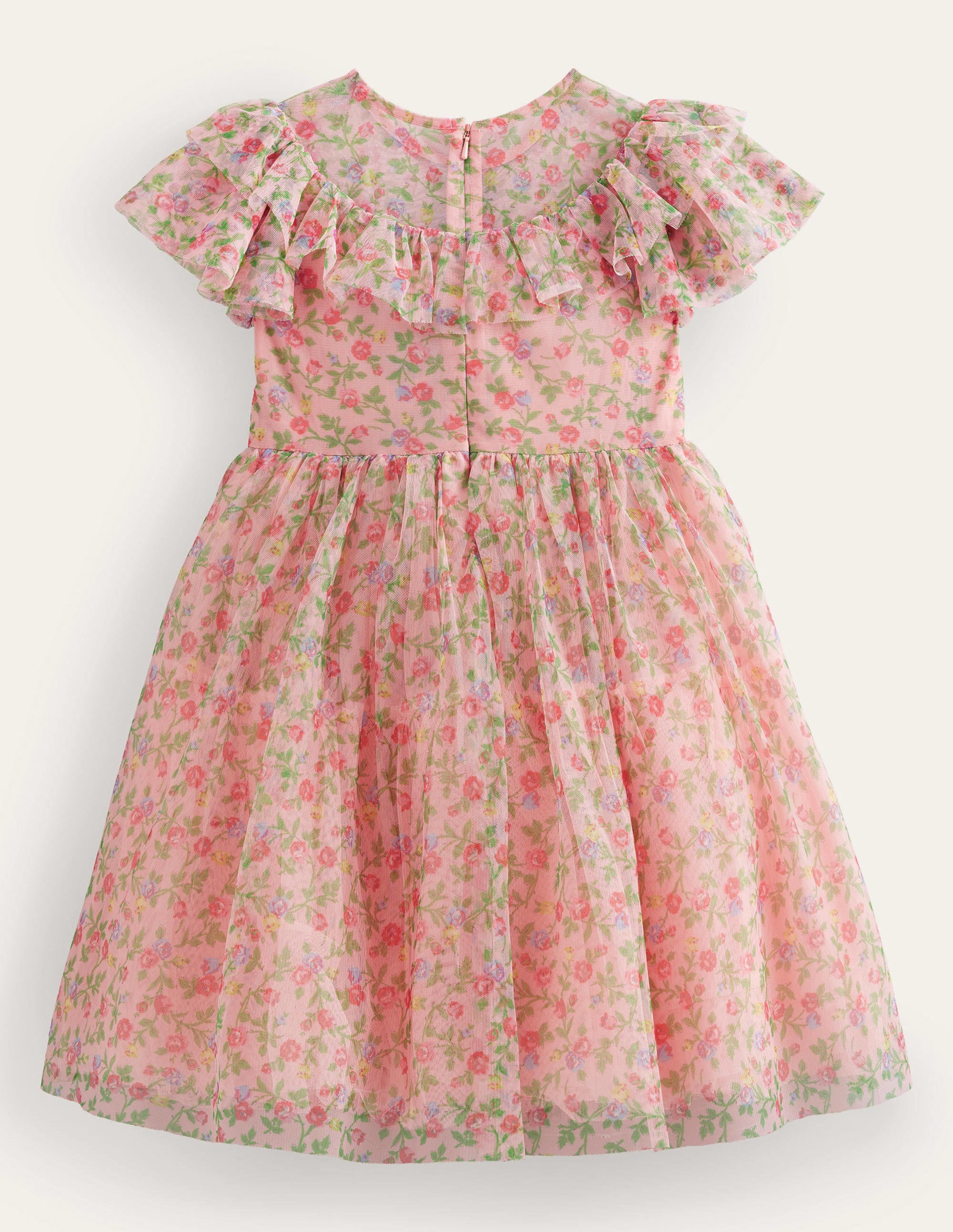 Tüllkleid mit Rüschen-Rosenrosa, Blumenmuster - Image 2