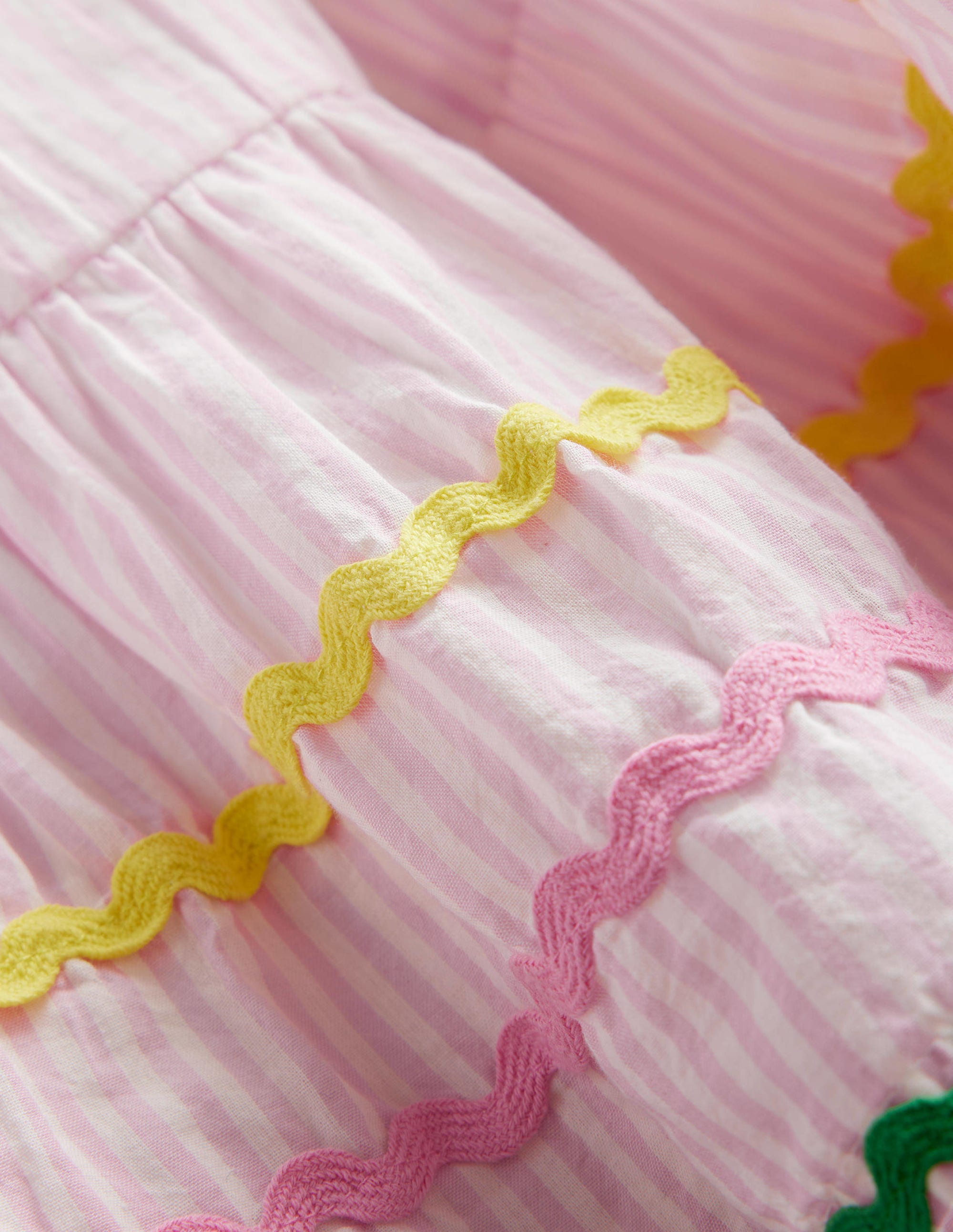 Robe rayée et brodée-Rose camée - Image 3