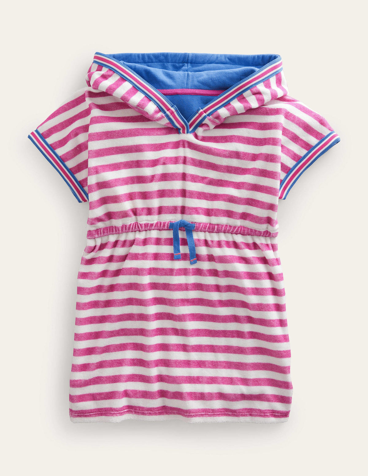 Frottee-Kleid-Dunkelpink/Naturweiß-1