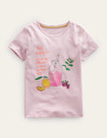 T-Shirt mit gemaltem Motiv-Französisches Rosa, Limonade