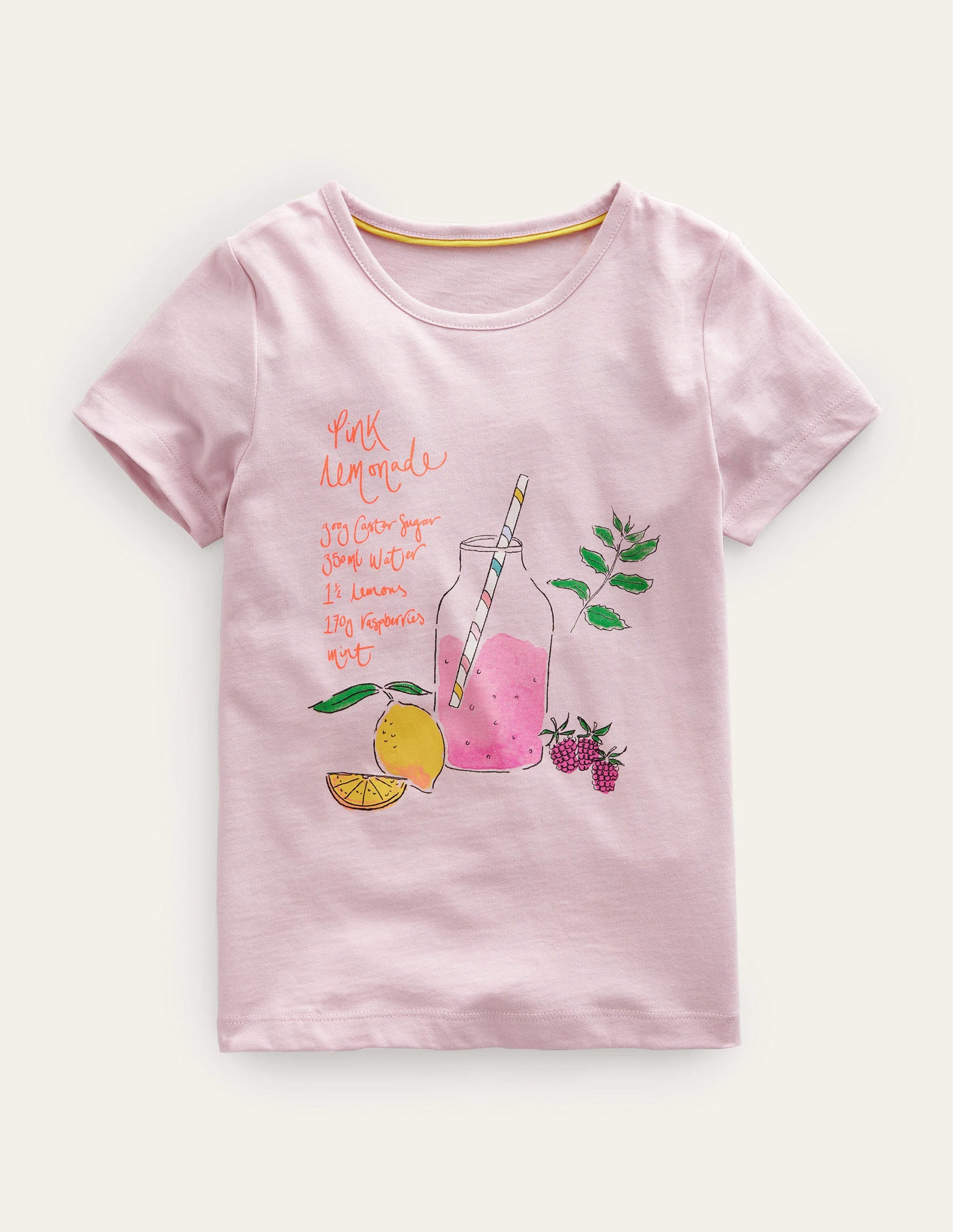 T-Shirt mit gemaltem Motiv-Französisches Rosa, Limonade - Image 1