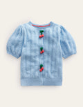 Fruit Crochet Cardigan-Brunnera Blue