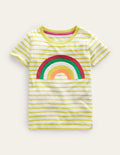 Appliqué Rainbow T-shirt-Gooseberry Yellow/Ivory