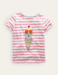 Appliqué T-Shirt-Azalea Pink/Ivory Icecream