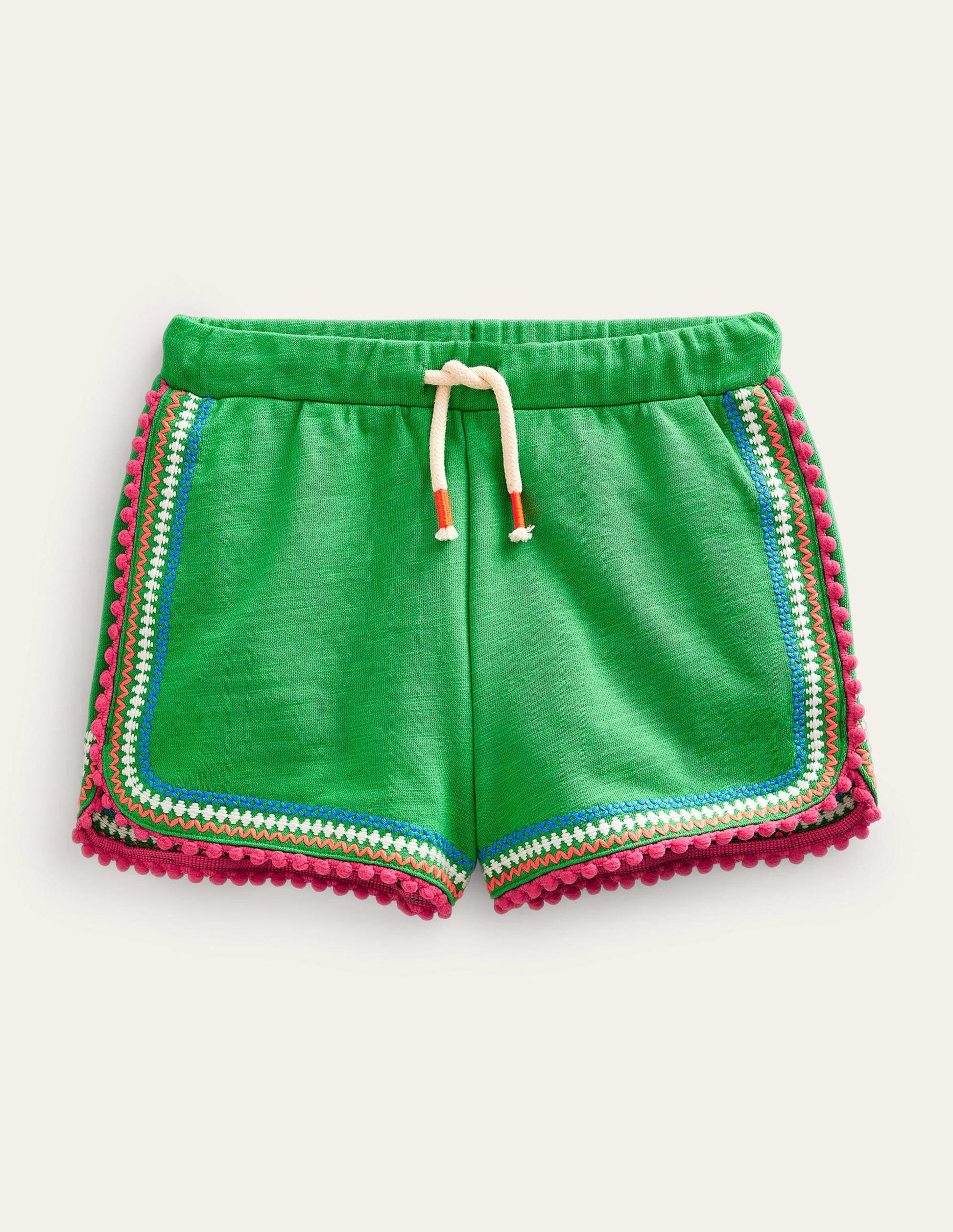 Jersey-Shorts mit Bommelbesatz-Hellgrün-1