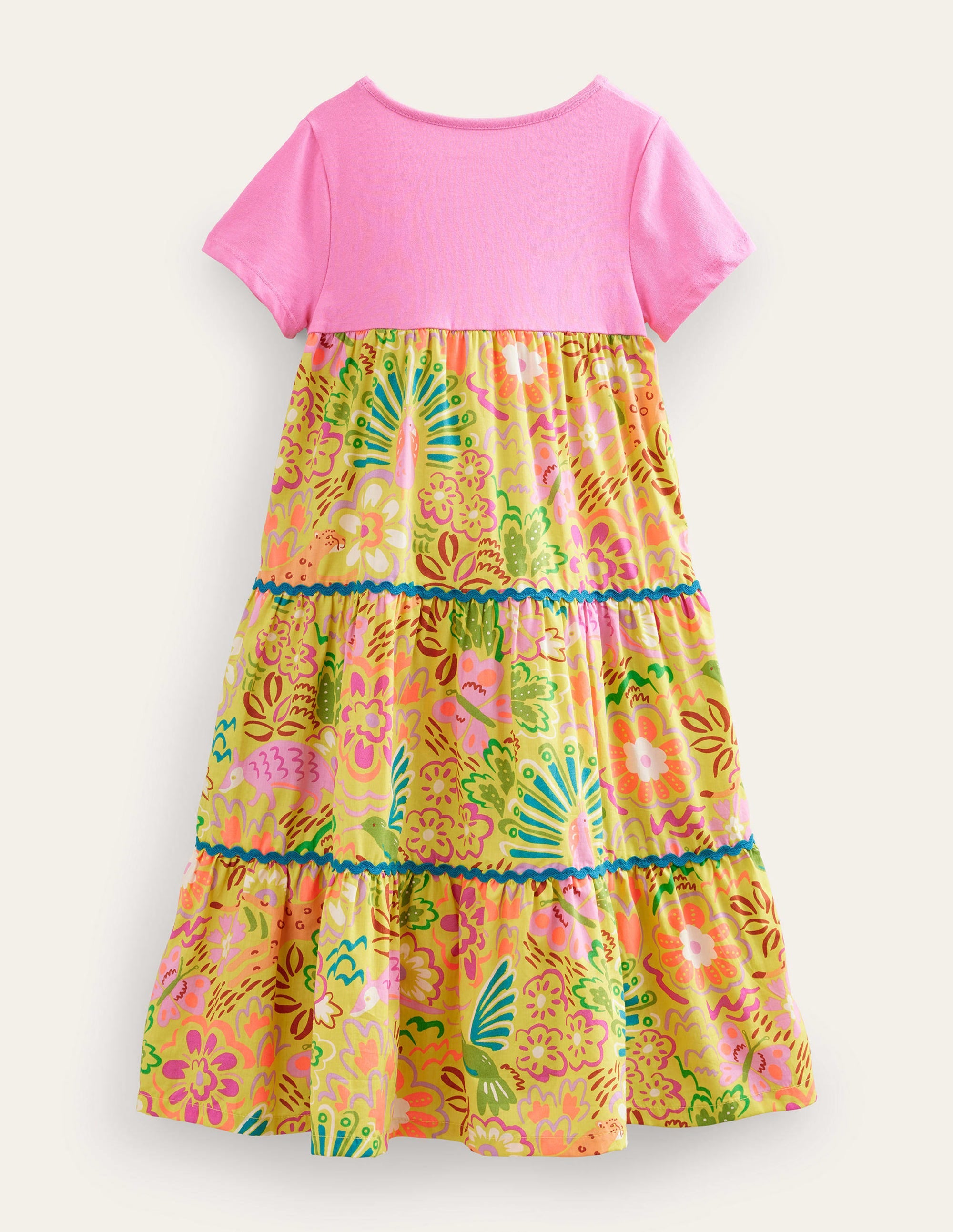 Maxikleid mit Motiv-Stachelbeerengelb, Blumen/Tiere - Image 2