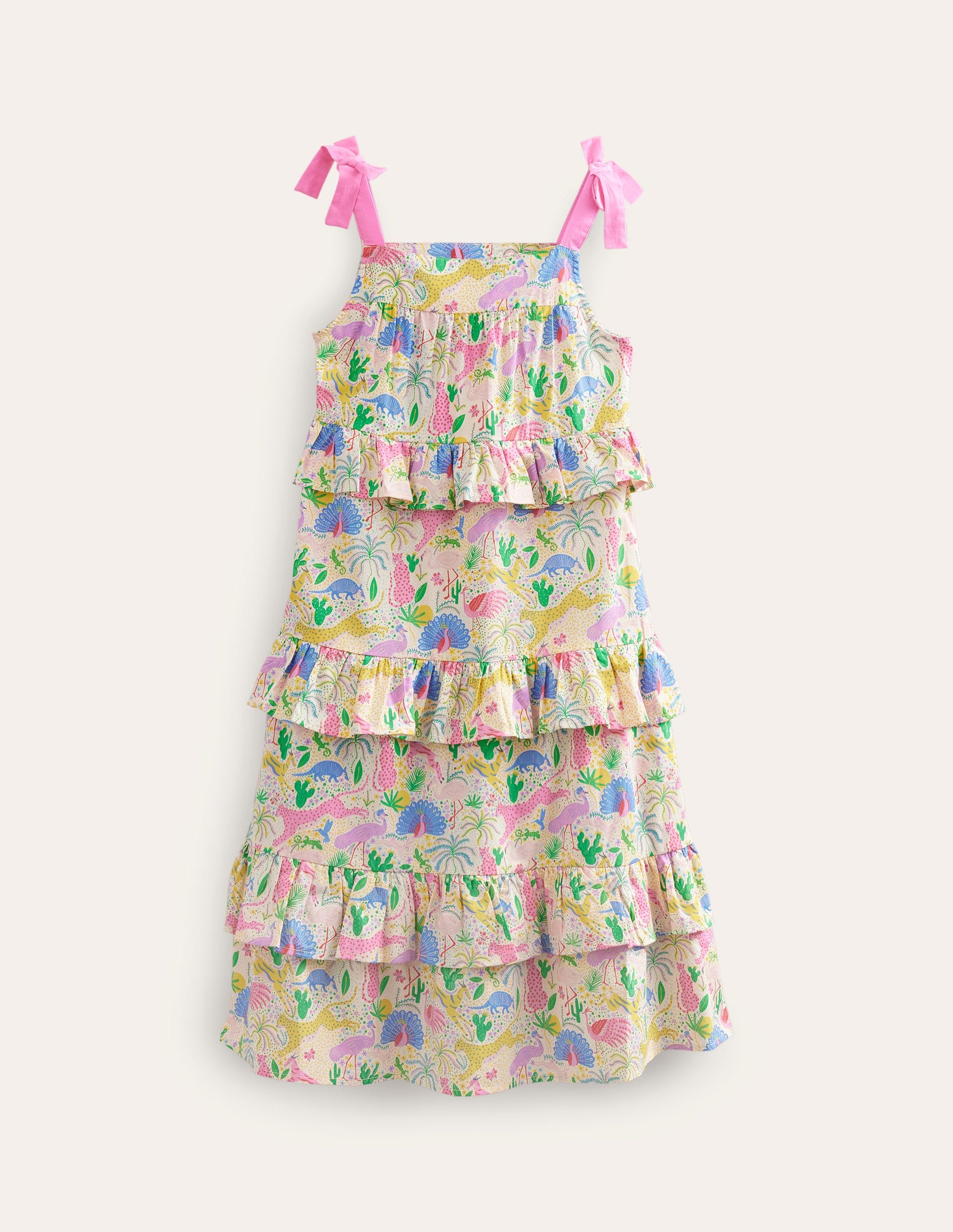 Gestuftes Maxikleid mit Rüschen-Bunt, Wüstenmotiv-1