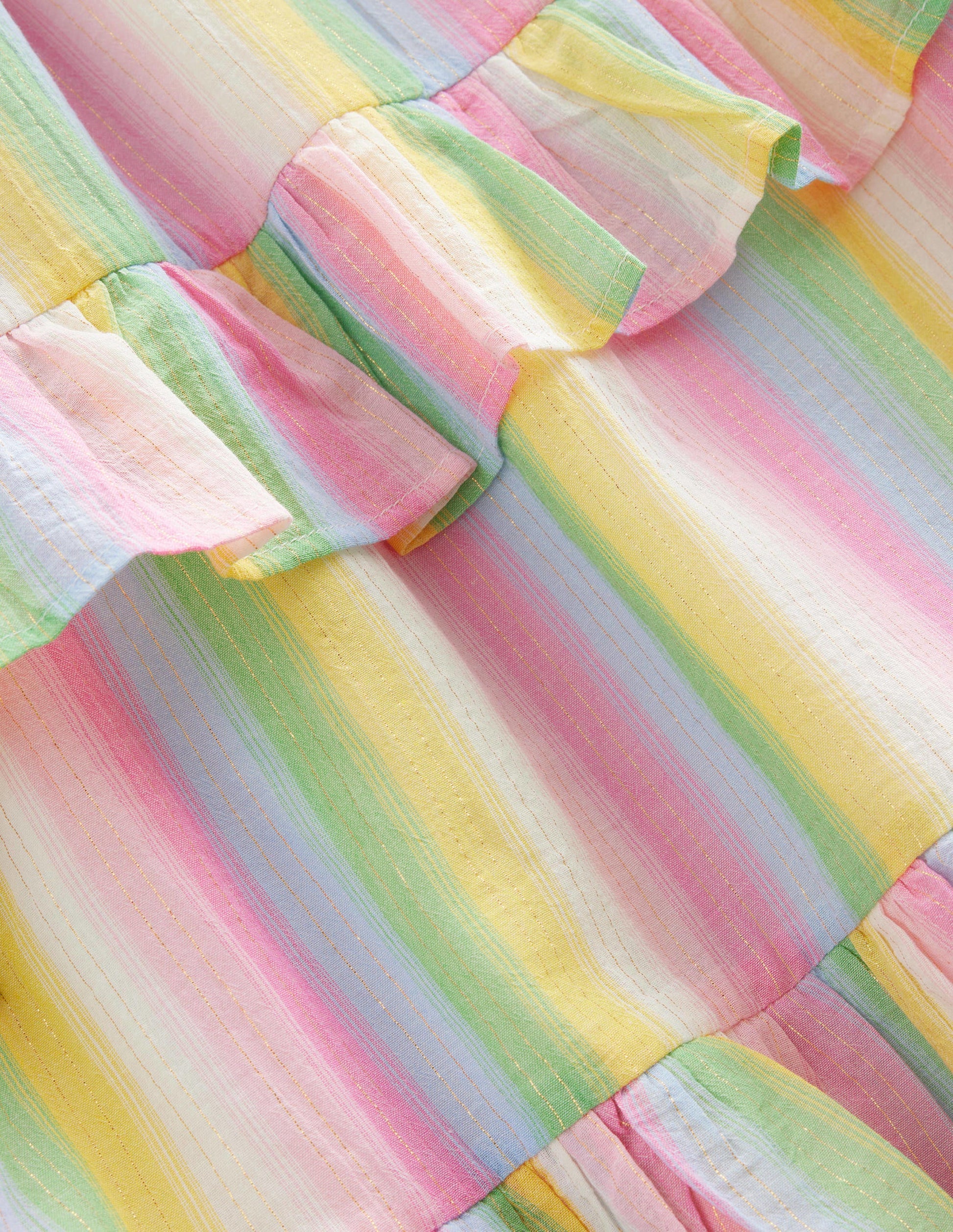Robe longue à volants-Rayé dégradé arc-en-ciel-3