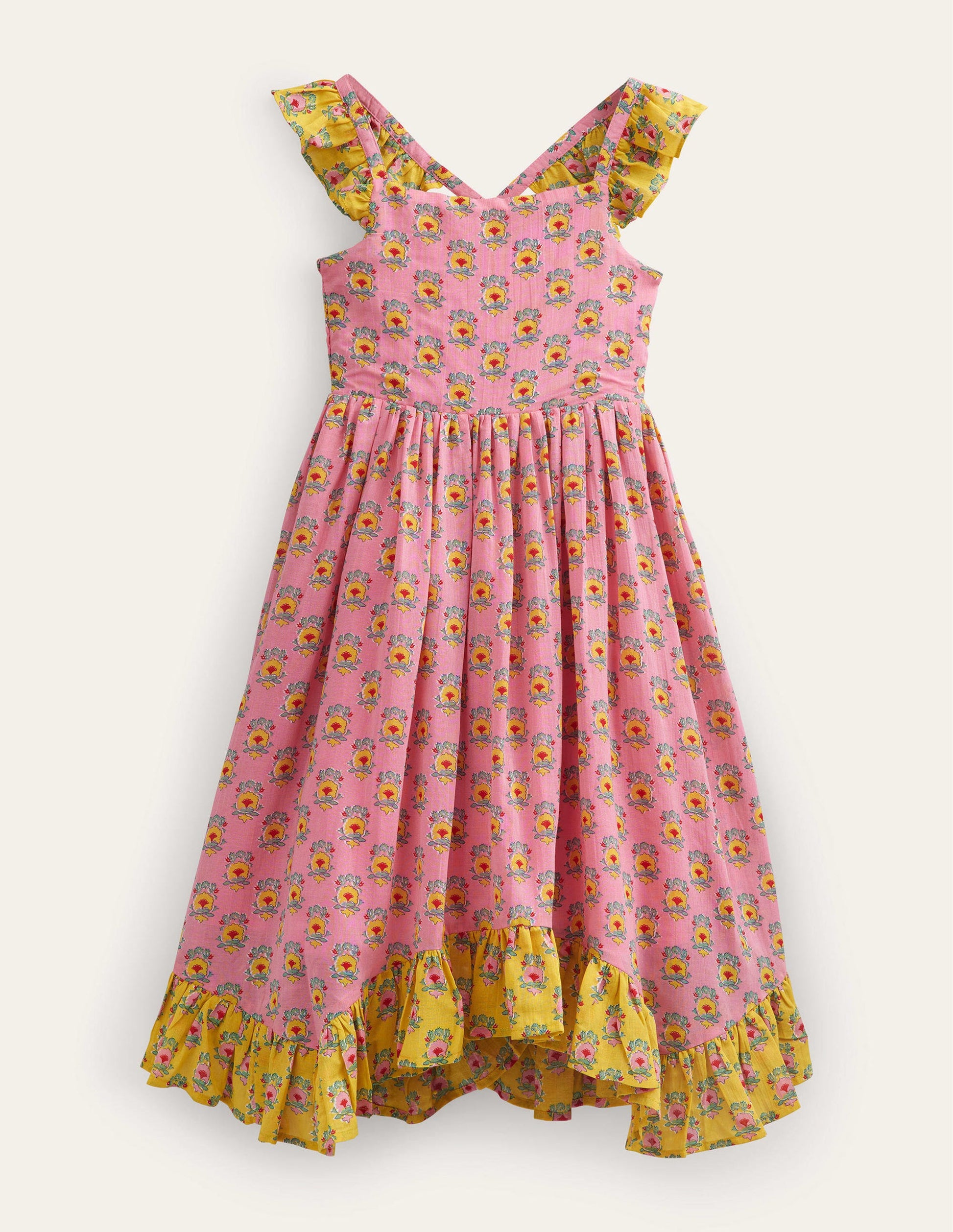 Kleid mit Zipfelsaum-Azalee, Filigrane Blümchen-1