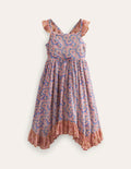 Kleid mit Zipfelsaum-Lila/Pfirsich, Paisleymuster