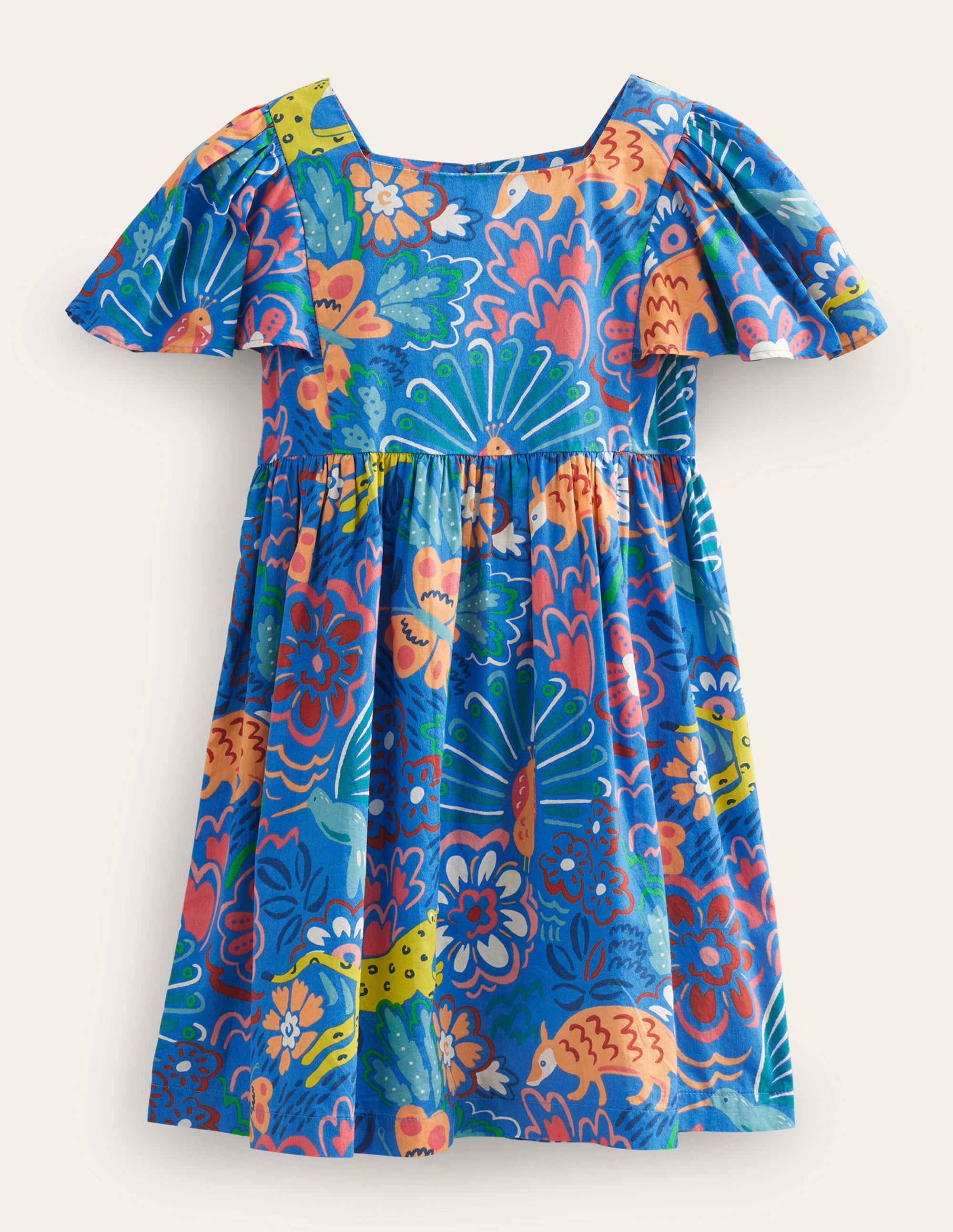 Robe tissée imprimée-Animaux floraux bleus - Image 1