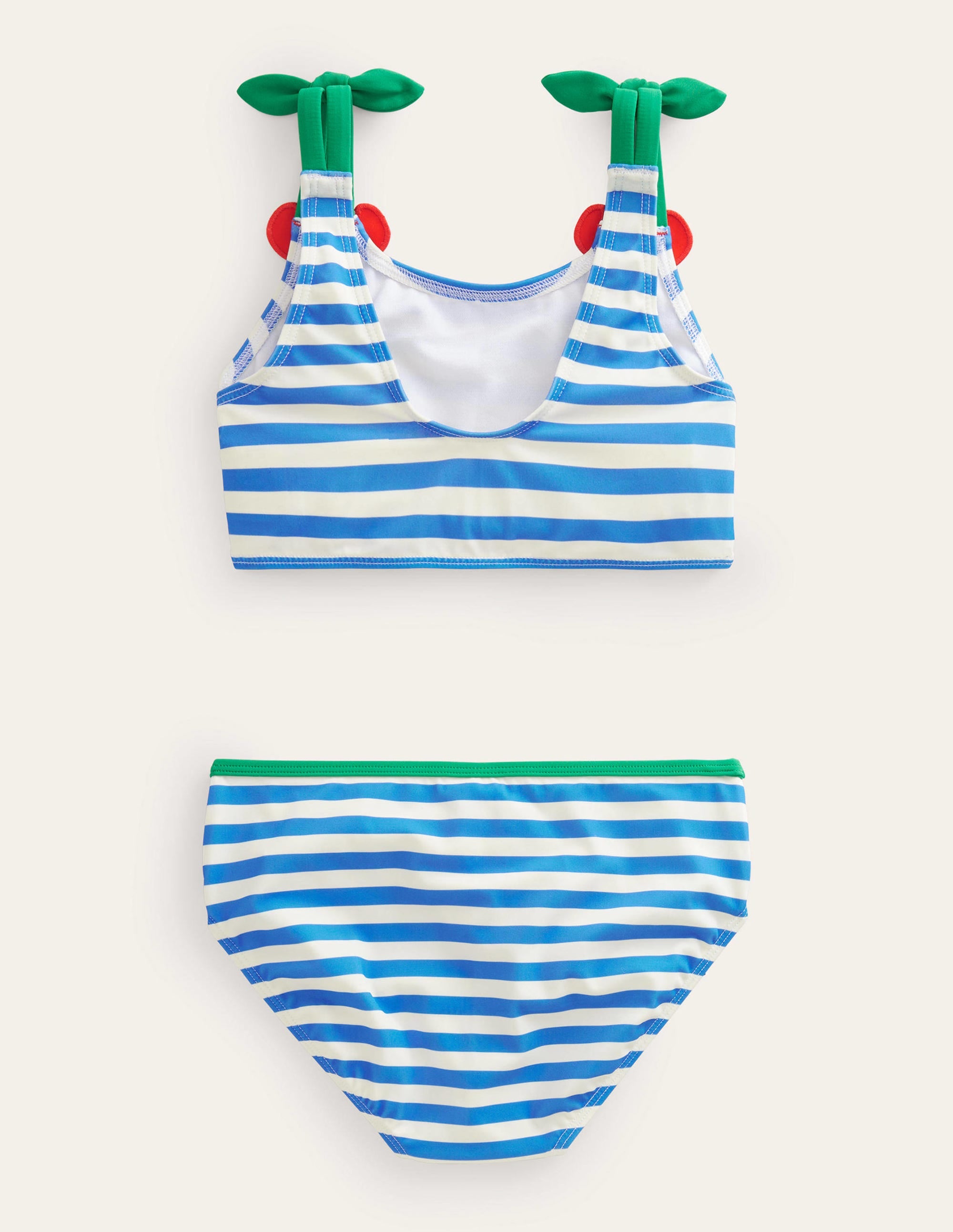 Bikini mit Kirschenträgern-Karibikblau/Naturweiß, Gestreift - Image 2