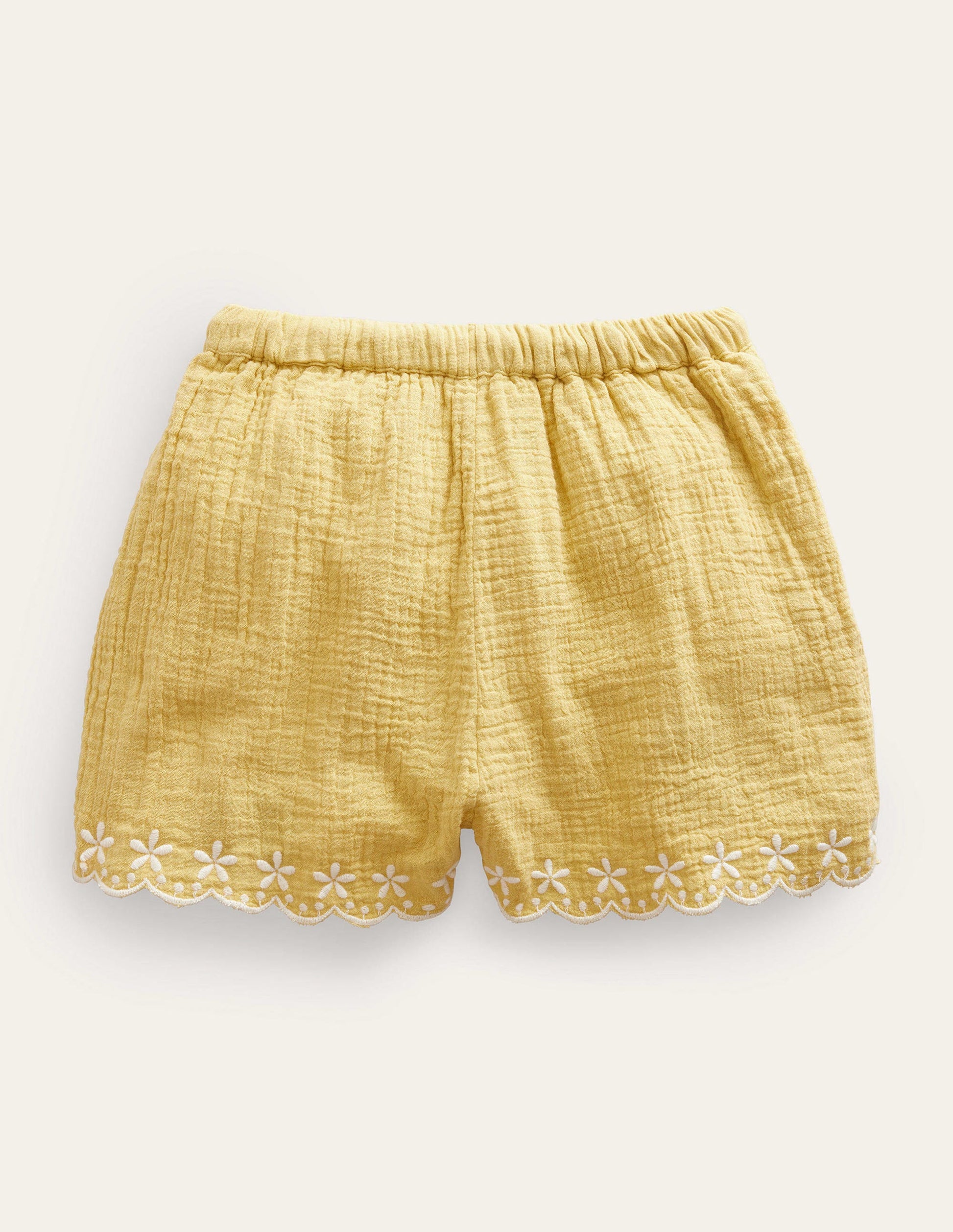 Shorts mit besticktem Saum-Butterblumengelb-2