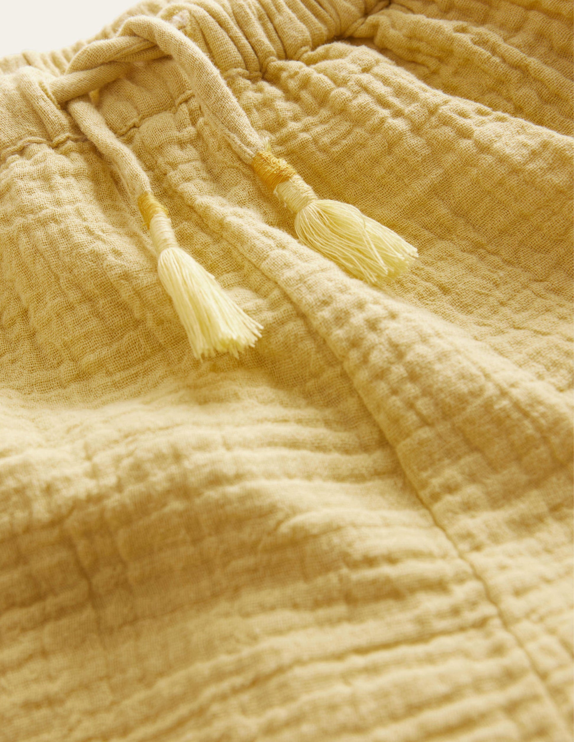 Shorts mit besticktem Saum-Butterblumengelb-3