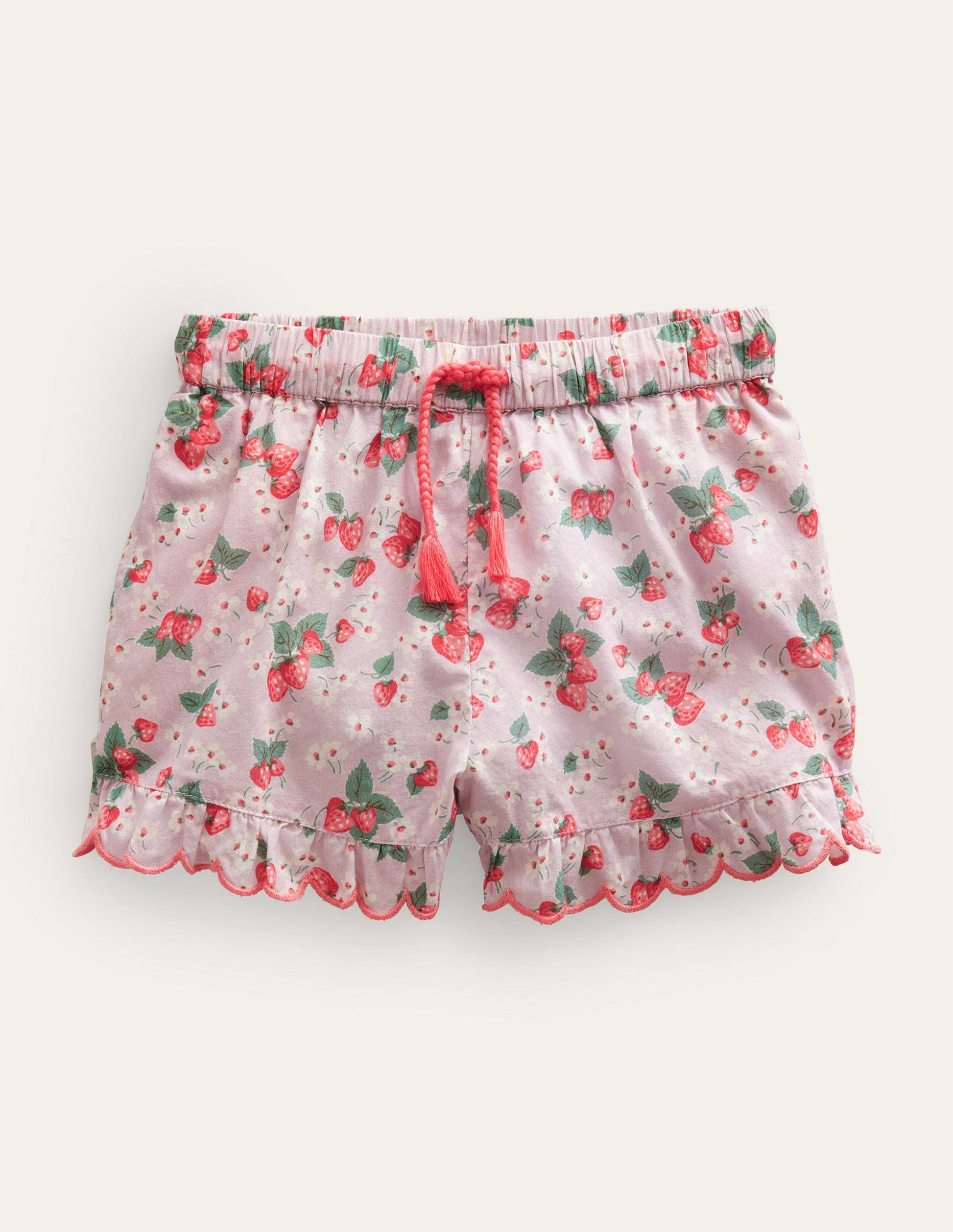 Shorts mit gerüschtem Muschelsaum-Französisches Rosa, Erdbeeren-1