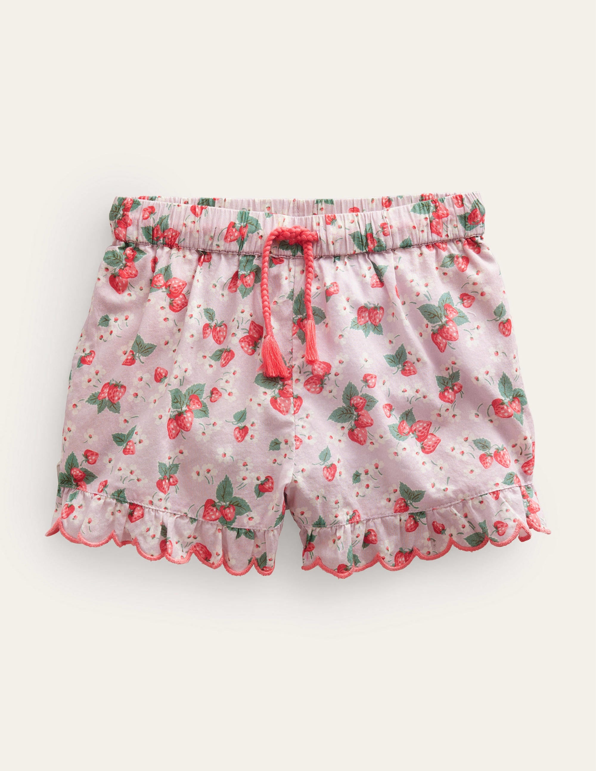 Shorts mit gerüschtem Muschelsaum-Französisches Rosa, Erdbeeren - Image 1