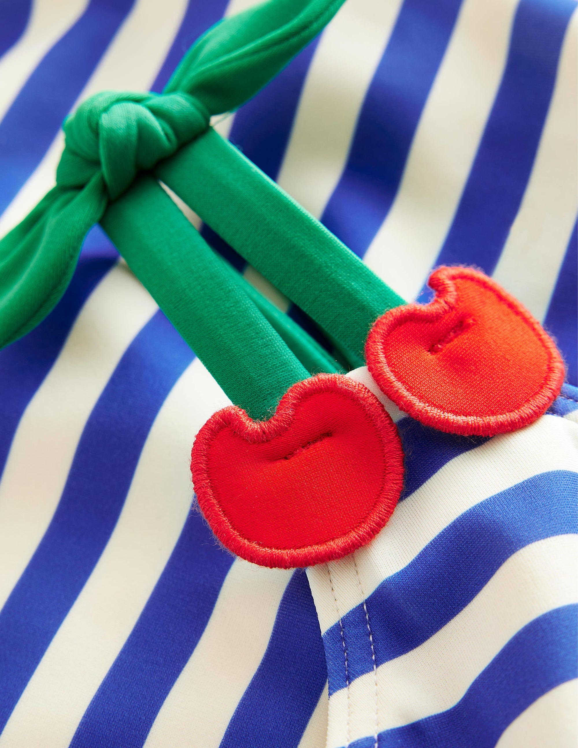 Maillot de bain à bretelles cerises-Rayé ivoire et bleu cabanon - Image 3