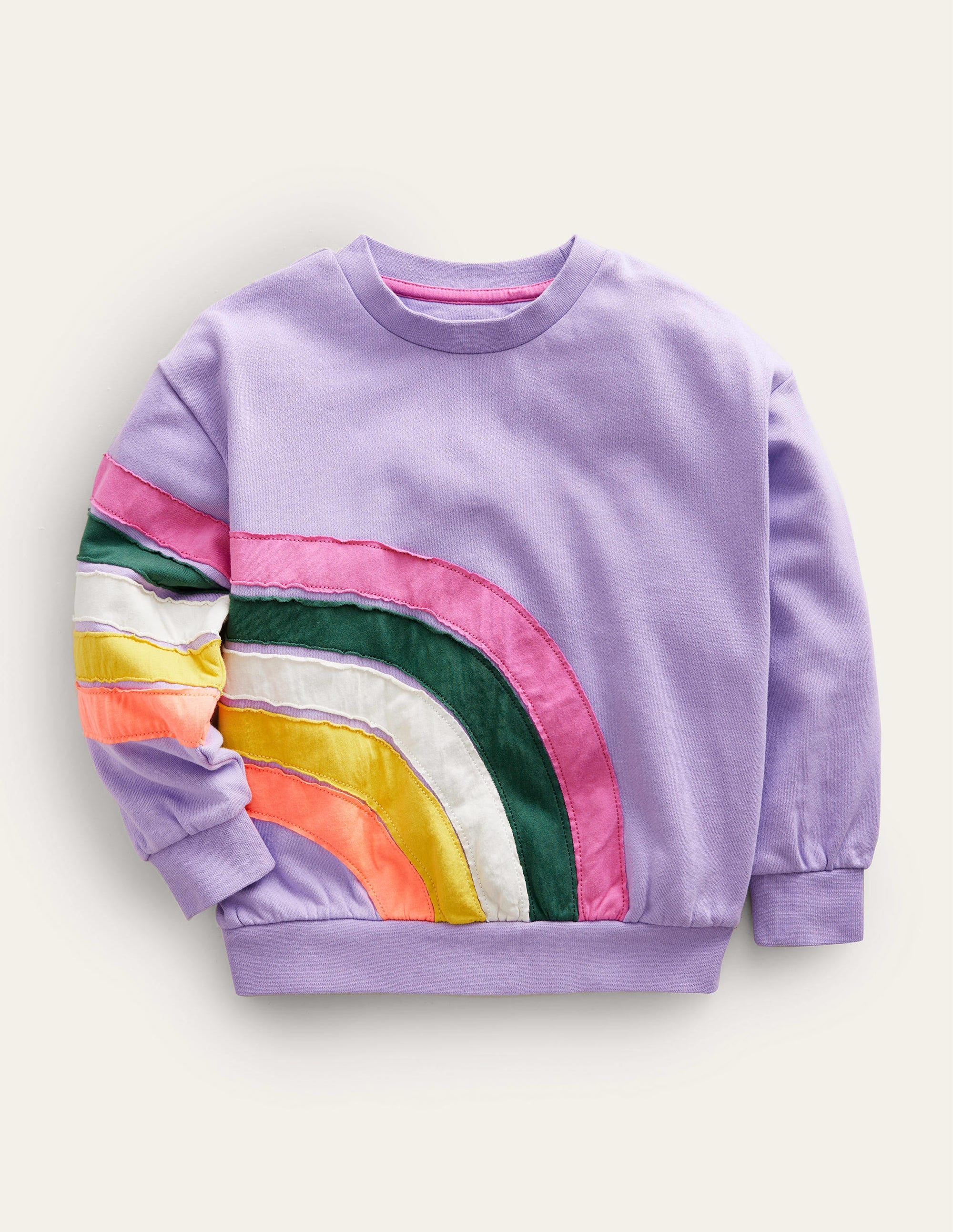 Sweatshirt mit Regenbogenapplikation-Lavendel - Image 1